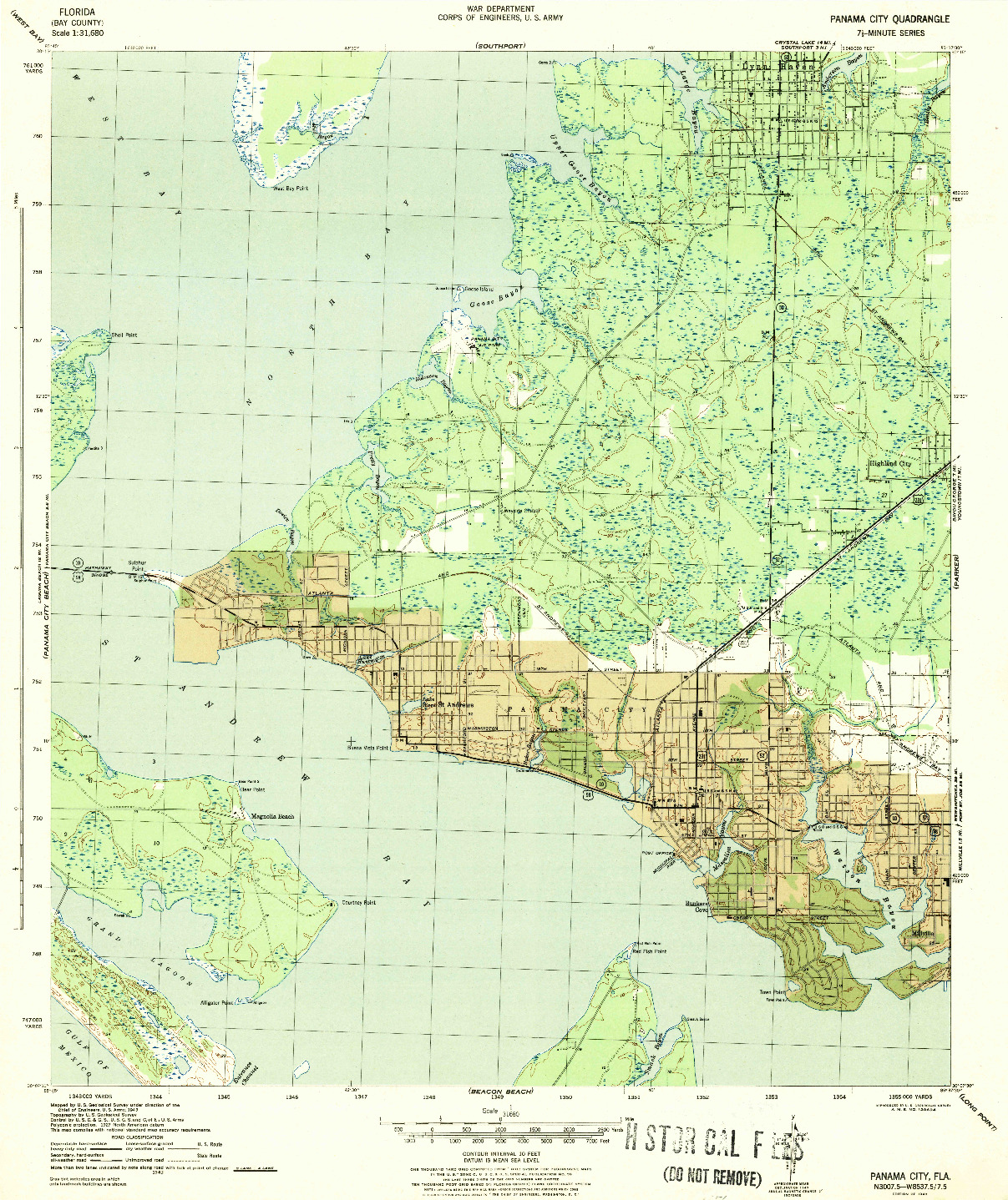USGS 1:31680-SCALE QUADRANGLE FOR PANAMA CITY, FL 1943