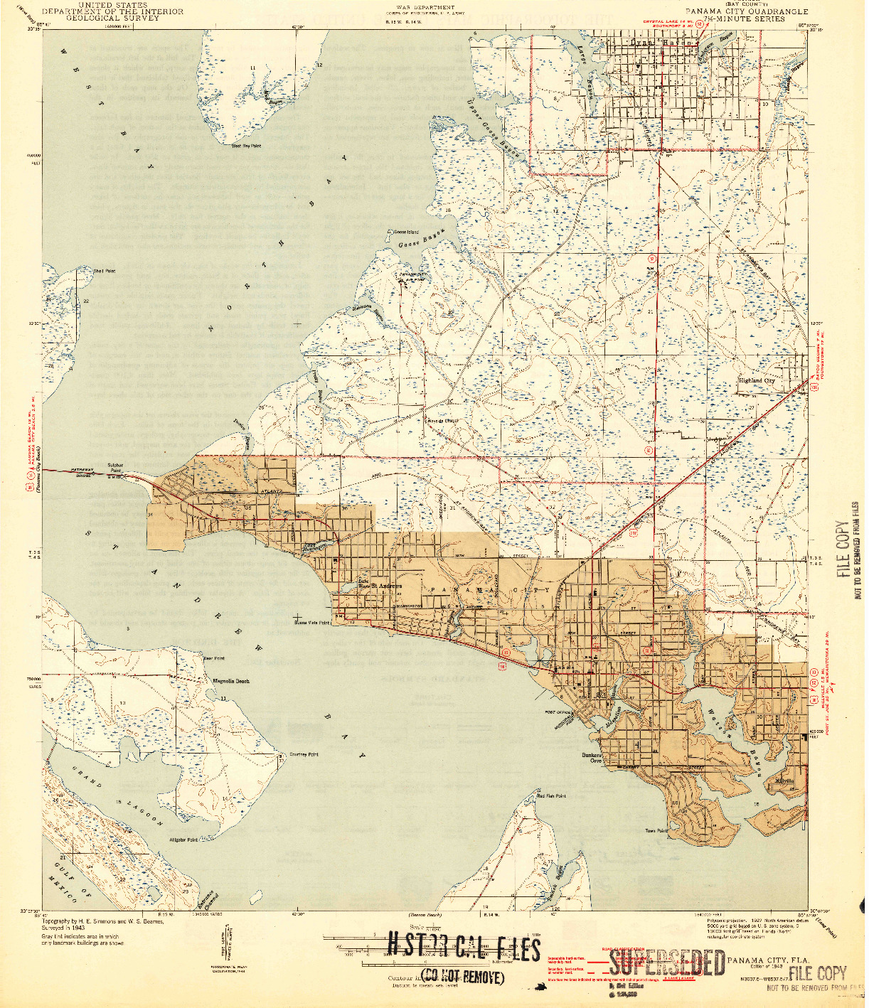 USGS 1:31680-SCALE QUADRANGLE FOR PANAMA CITY, FL 1943