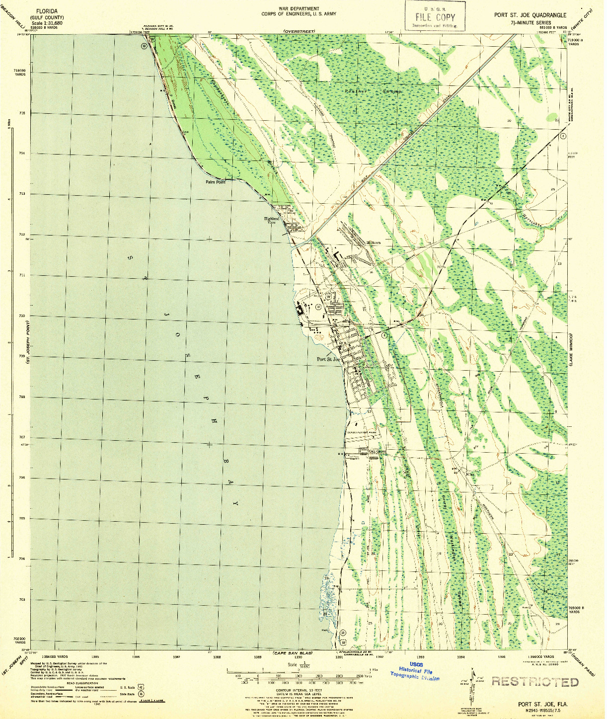 USGS 1:31680-SCALE QUADRANGLE FOR PORT ST. JOE, FL 1943