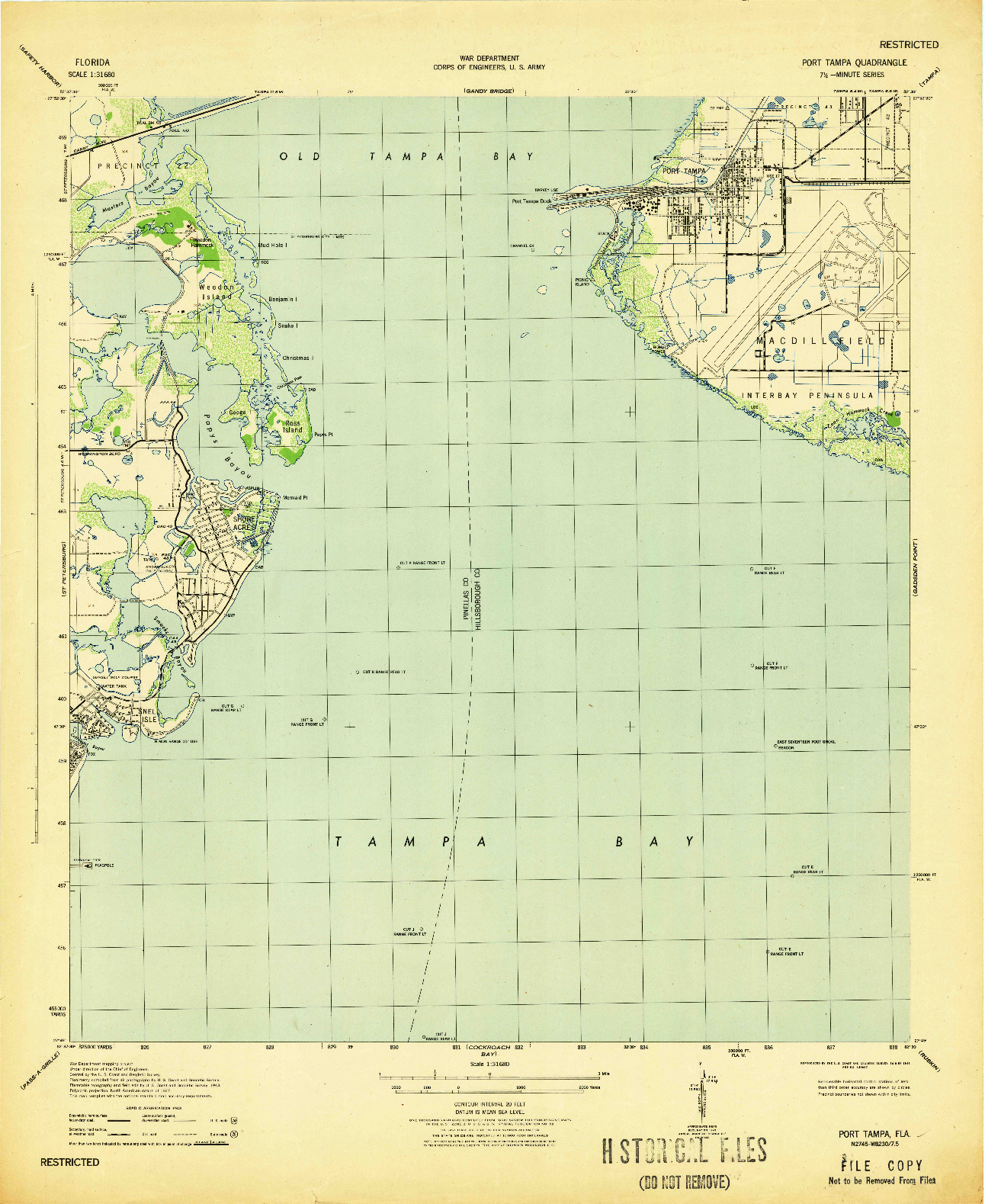 USGS 1:31680-SCALE QUADRANGLE FOR PORT TAMPA, FL 1943