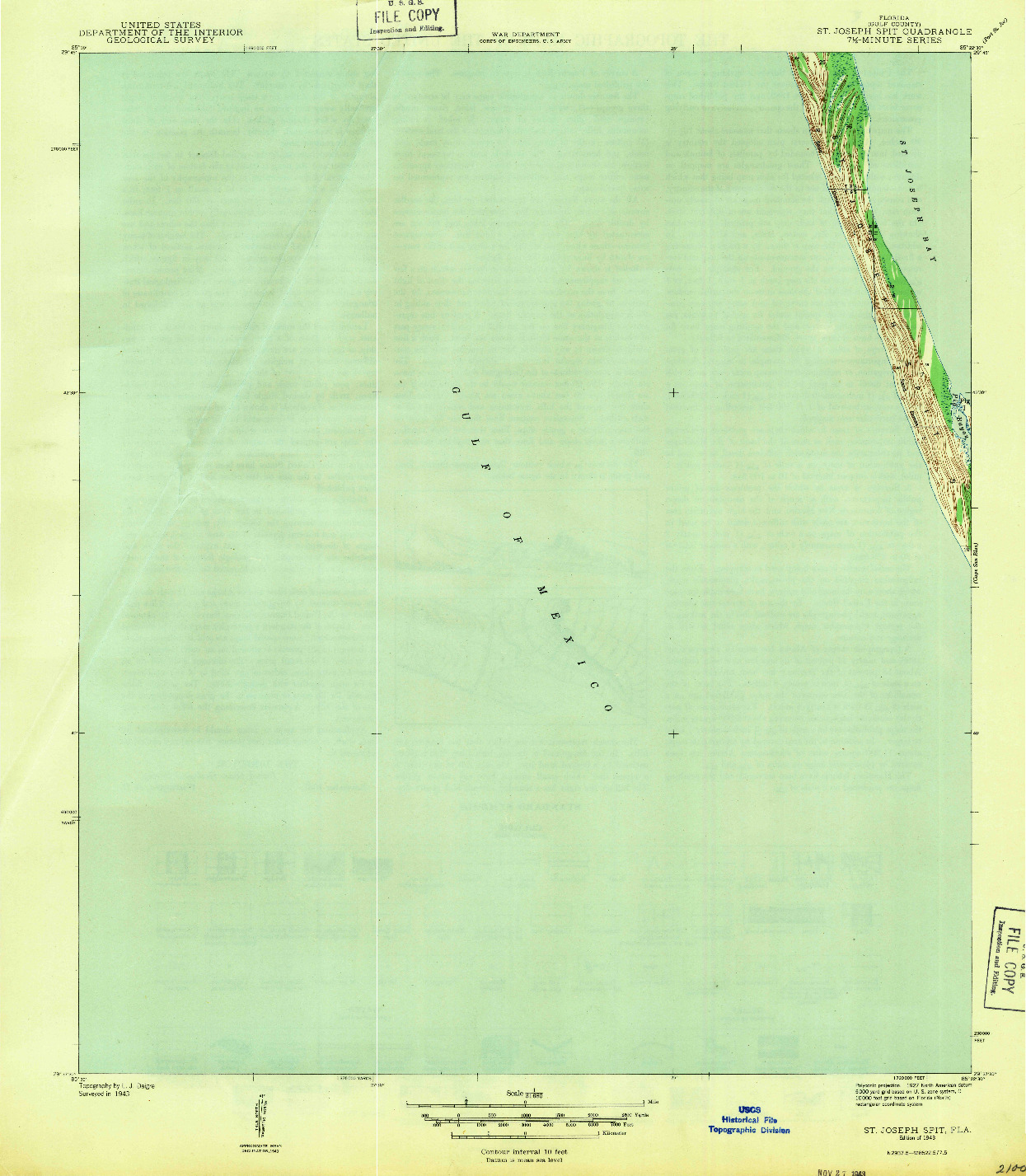 USGS 1:31680-SCALE QUADRANGLE FOR ST JOSEPH SPIT, FL 1943
