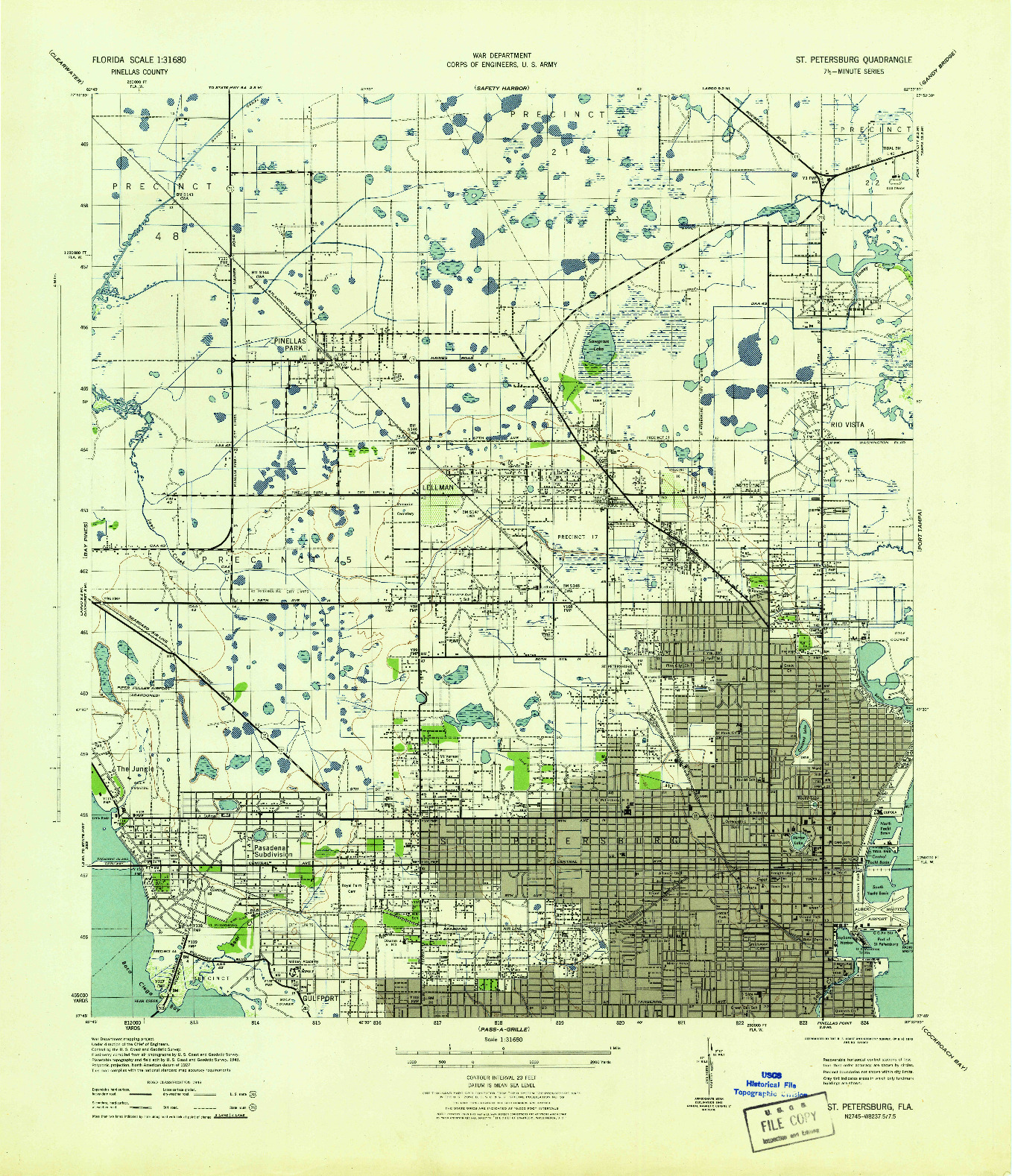 USGS 1:31680-SCALE QUADRANGLE FOR ST PETERSBURG, FL 1943