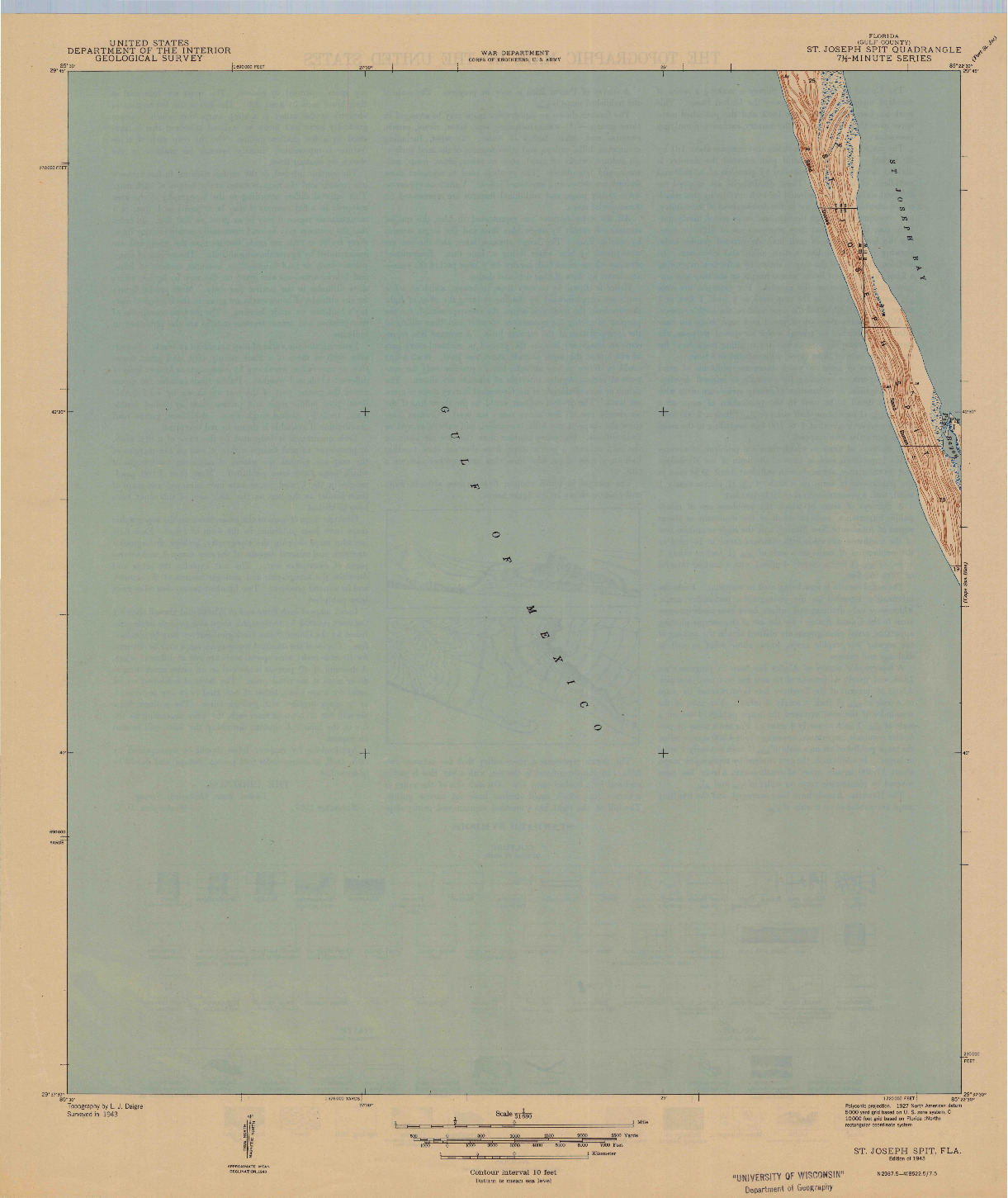 USGS 1:31680-SCALE QUADRANGLE FOR ST. JOSEPH SPIT, FL 1943