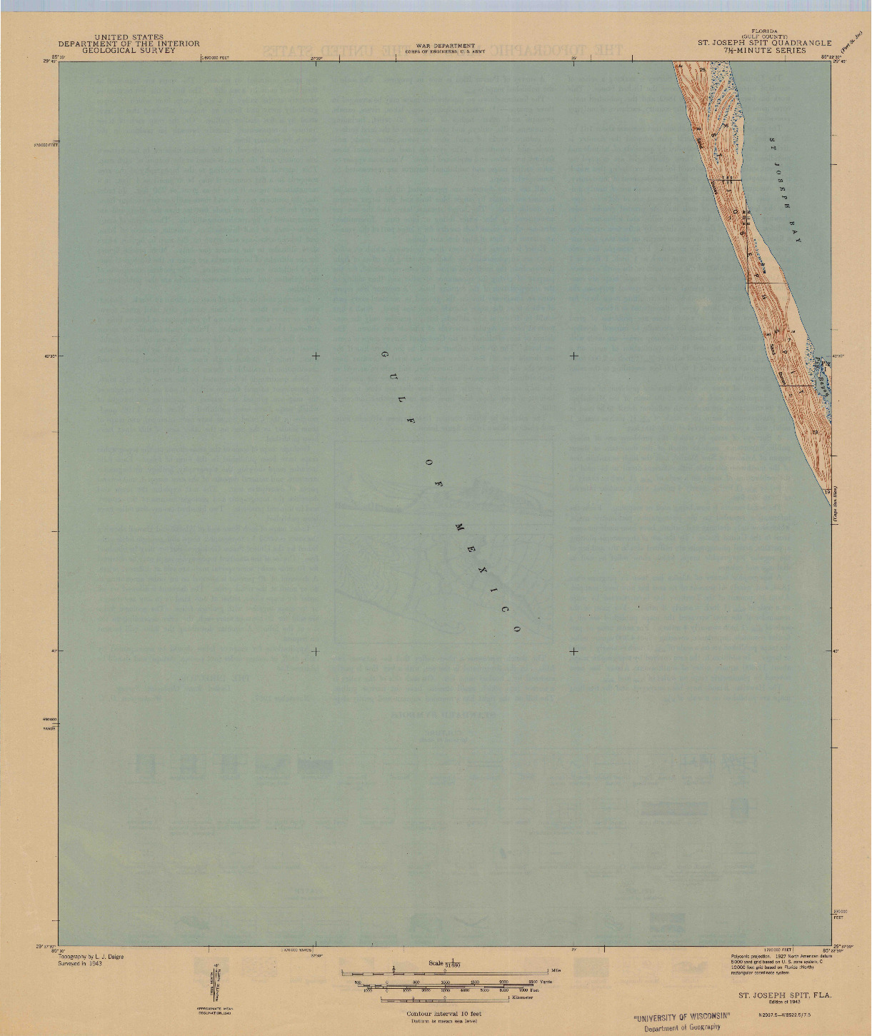 USGS 1:31680-SCALE QUADRANGLE FOR ST. JOSEPH SPIT, FL 1943