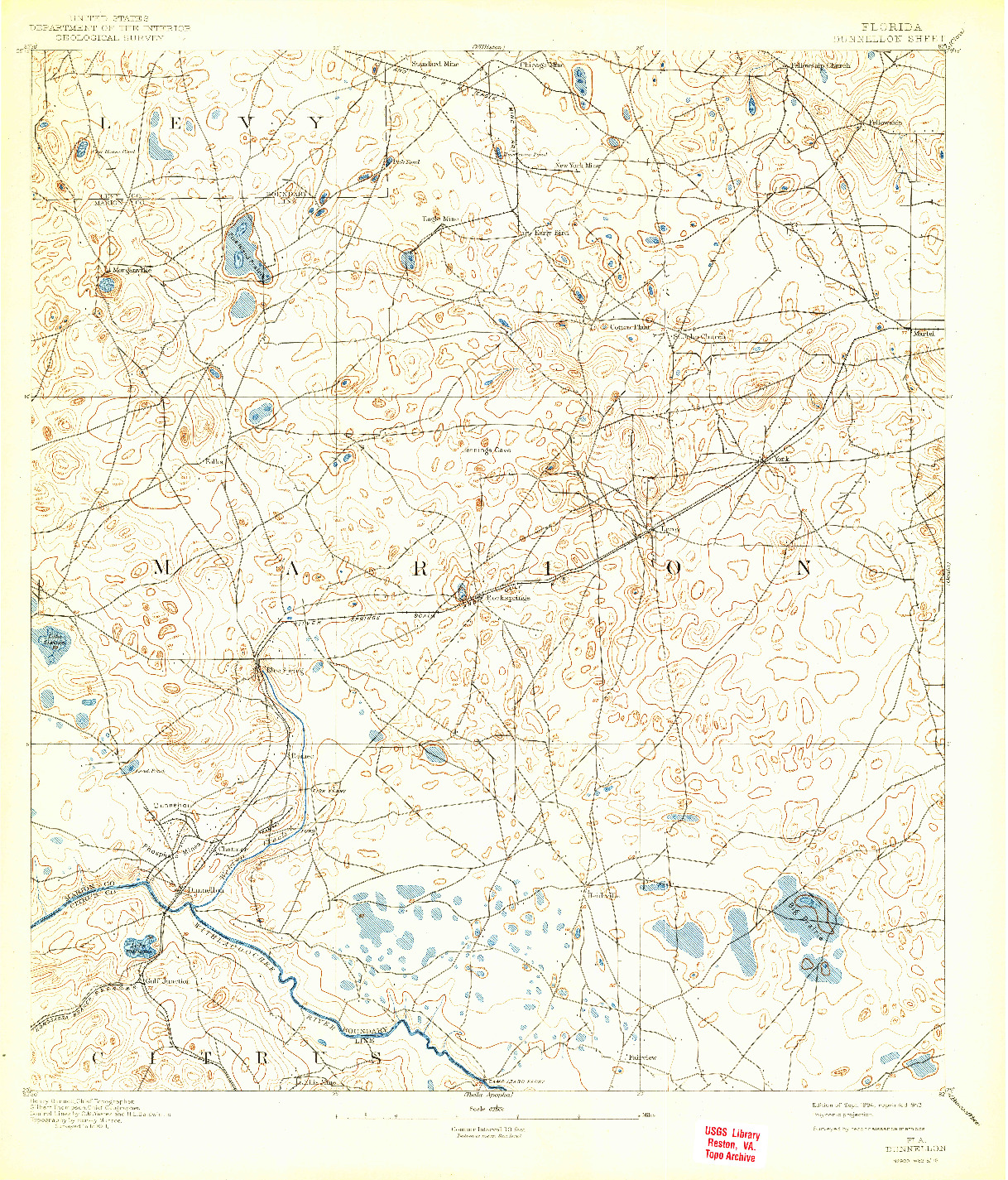 USGS 1:62500-SCALE QUADRANGLE FOR DUNNELLON, FL 1894