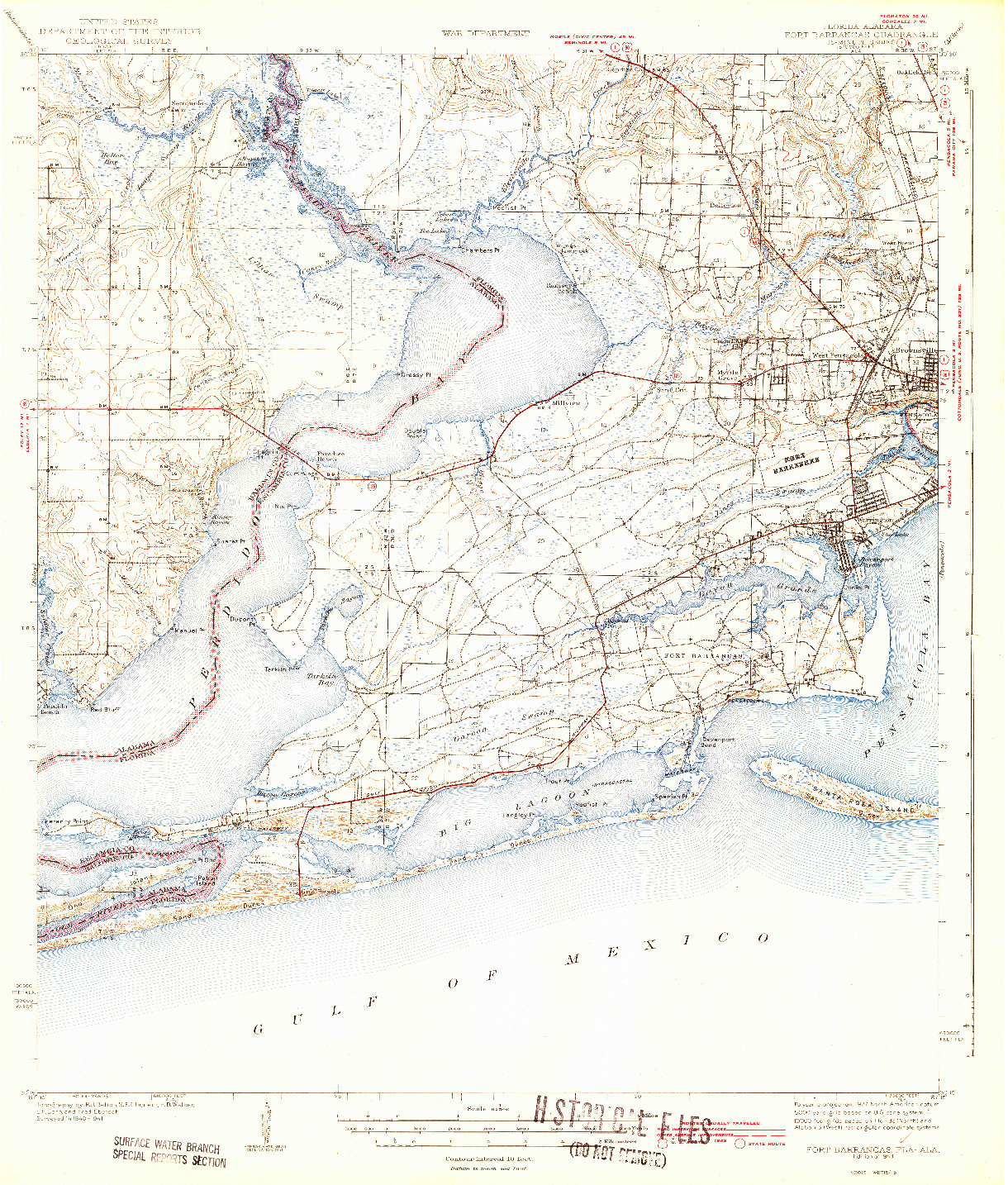 USGS 1:62500-SCALE QUADRANGLE FOR FORT BARRANCAS, FL 1943