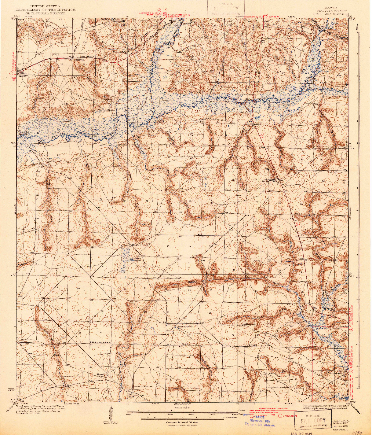 USGS 1:62500-SCALE QUADRANGLE FOR HOLT, FL 1937
