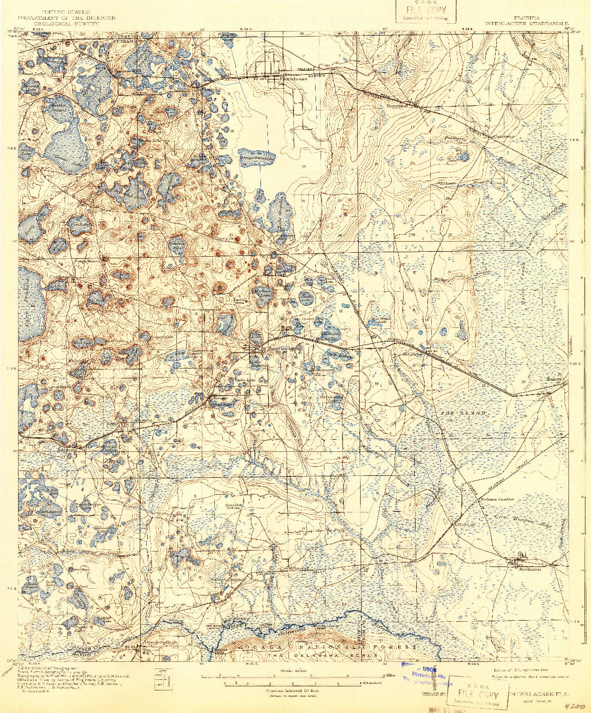 USGS 1:62500-SCALE QUADRANGLE FOR INTERLACHEN, FL 1916