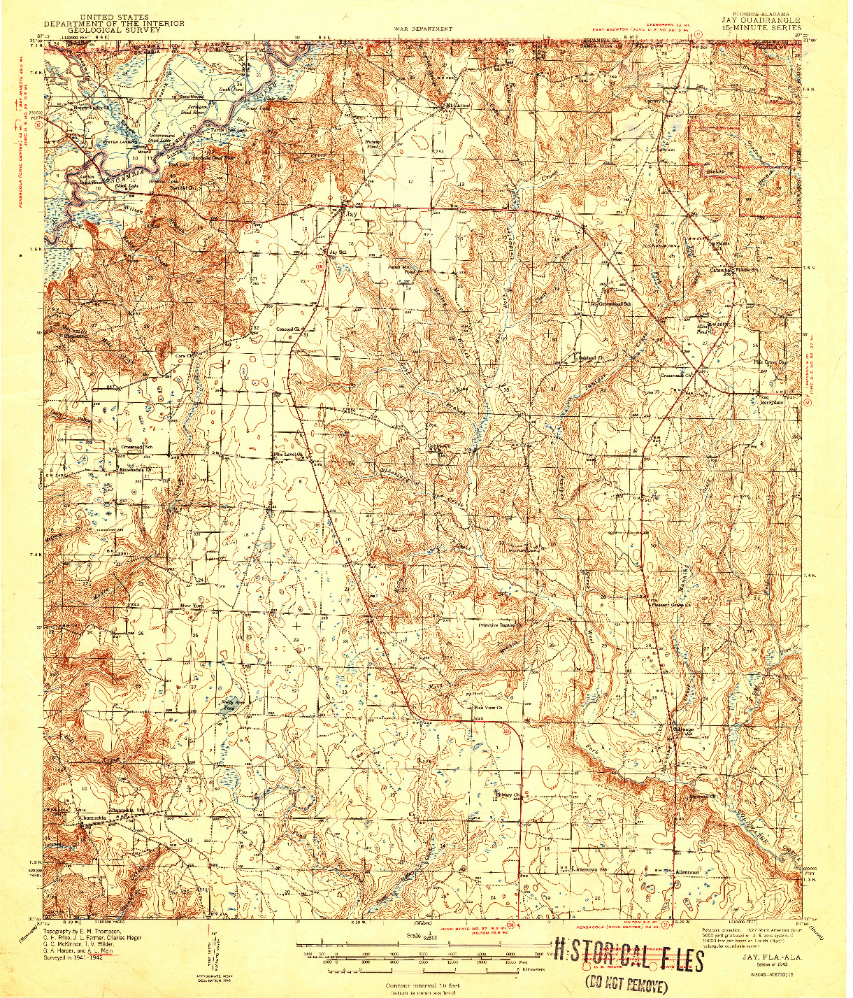 USGS 1:62500-SCALE QUADRANGLE FOR JAY, FL 1943