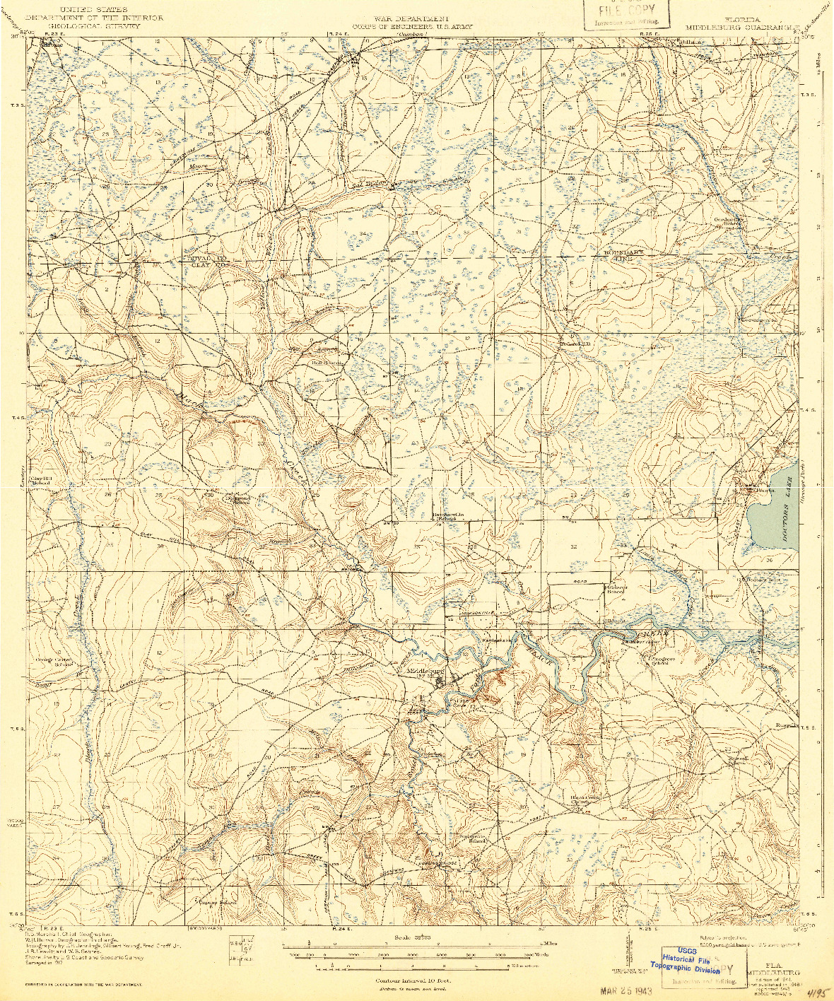 USGS 1:62500-SCALE QUADRANGLE FOR MIDDLEBURG, FL 1918