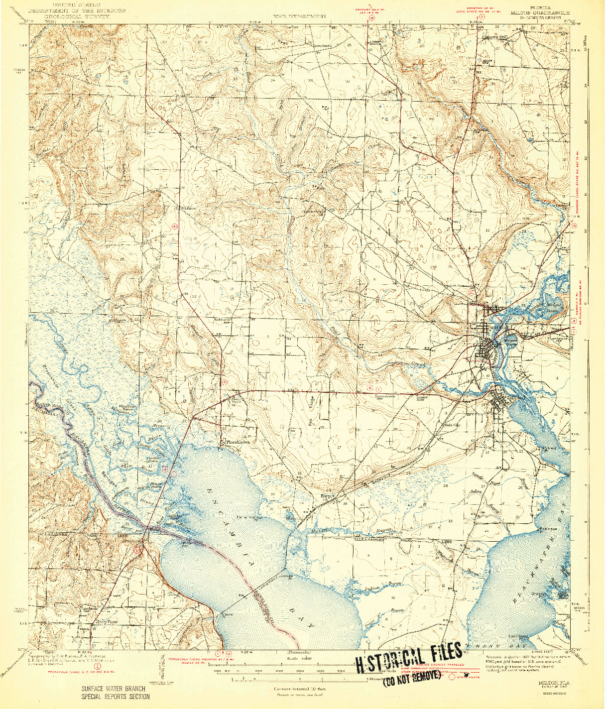 USGS 1:62500-SCALE QUADRANGLE FOR MILTON, FL 1943