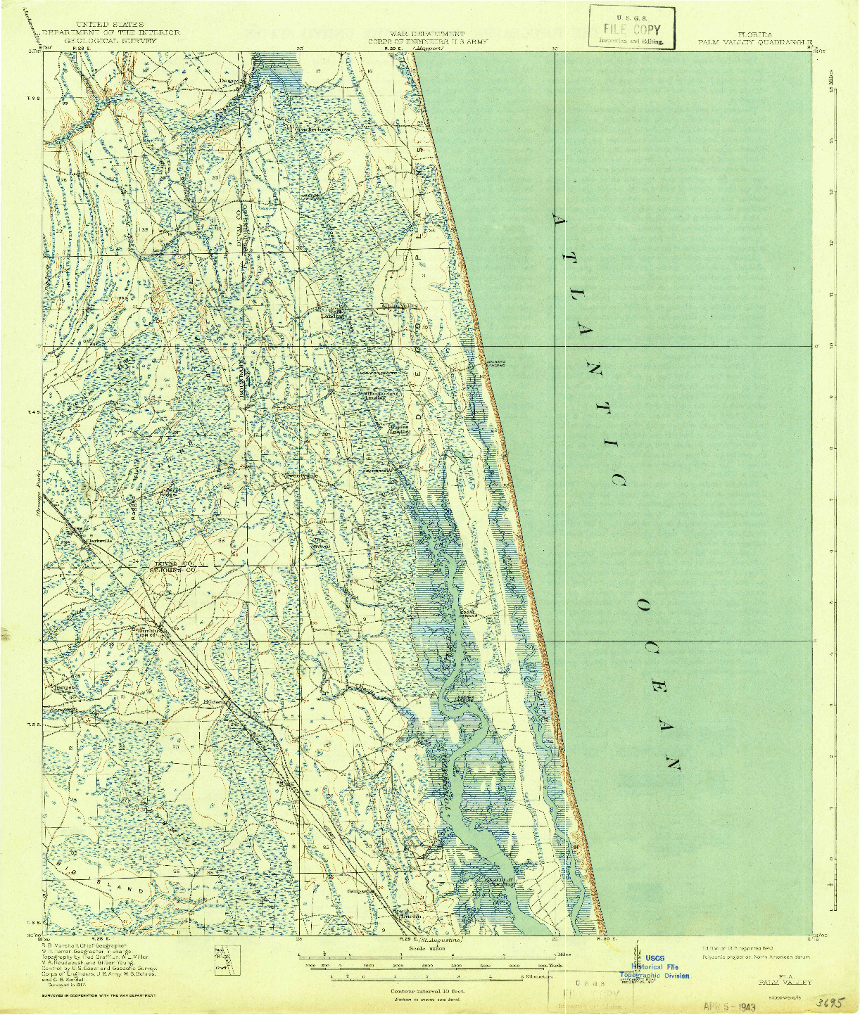 USGS 1:62500-SCALE QUADRANGLE FOR PALM VALLEY, FL 1918