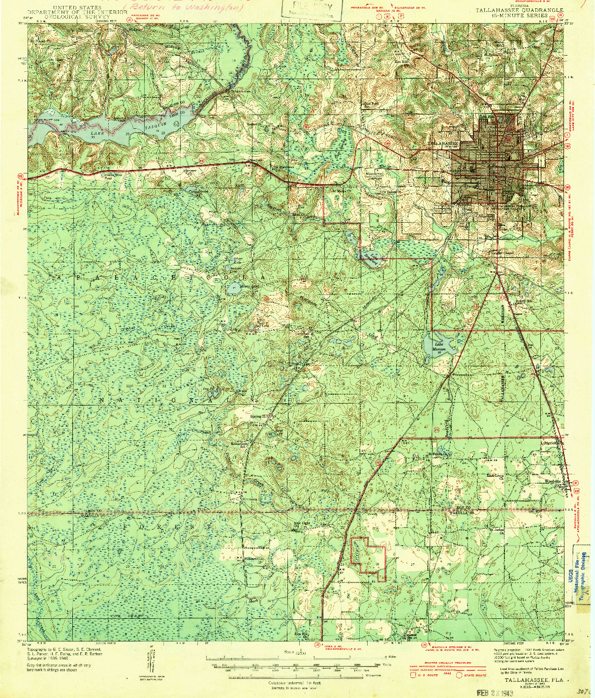 USGS 1:62500-SCALE QUADRANGLE FOR TALLAHASSEE, FL 1943