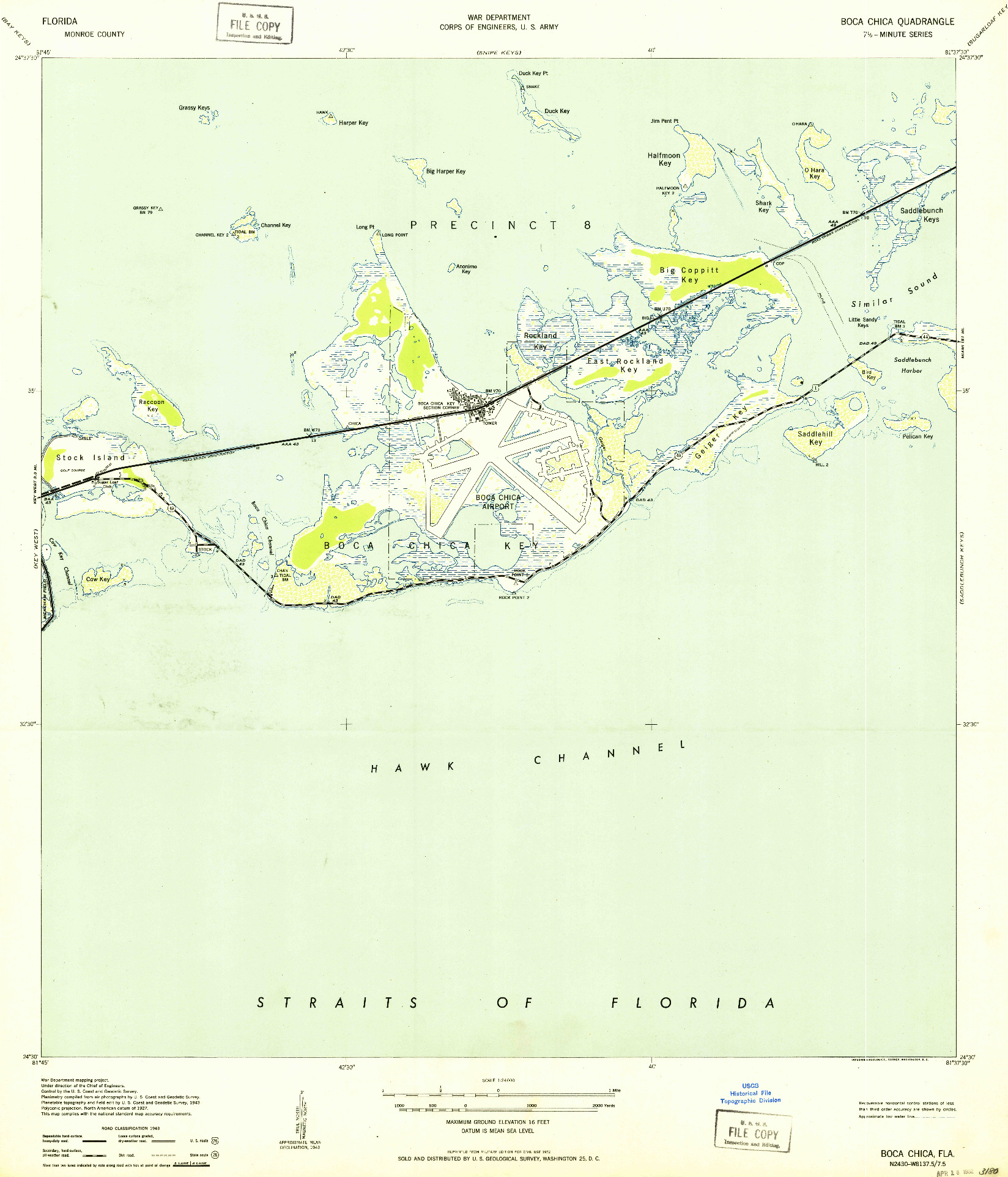 USGS 1:24000-SCALE QUADRANGLE FOR BOCA CHICA, FL 1943