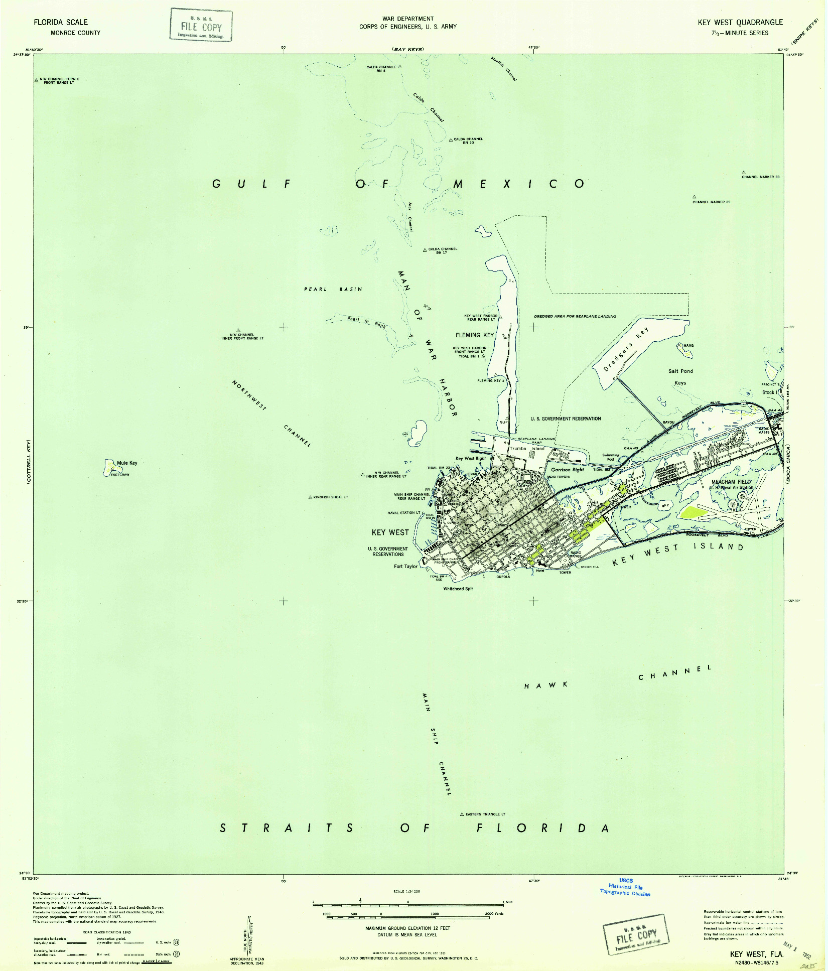 USGS 1:24000-SCALE QUADRANGLE FOR KEY WEST, FL 1943