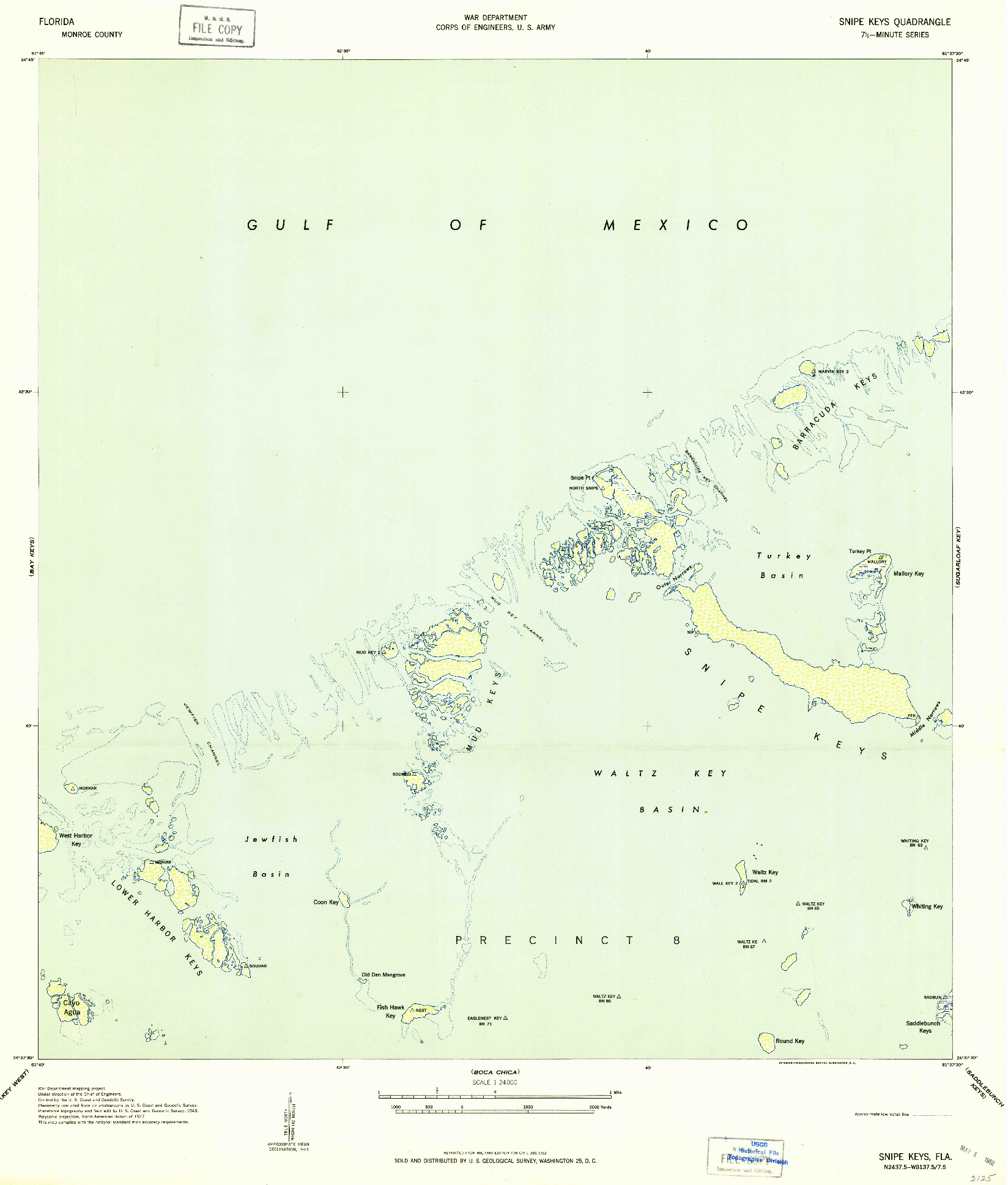 USGS 1:24000-SCALE QUADRANGLE FOR SNIPE KEYS, FL 1943