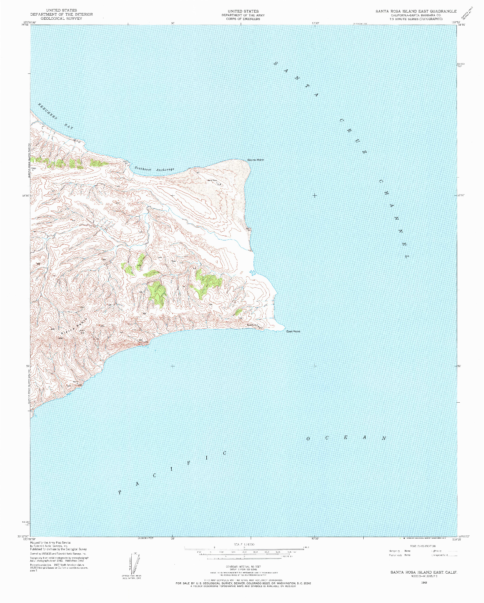 USGS 1:24000-SCALE QUADRANGLE FOR SANTA ROSA ISLAND EAST, CA 1943