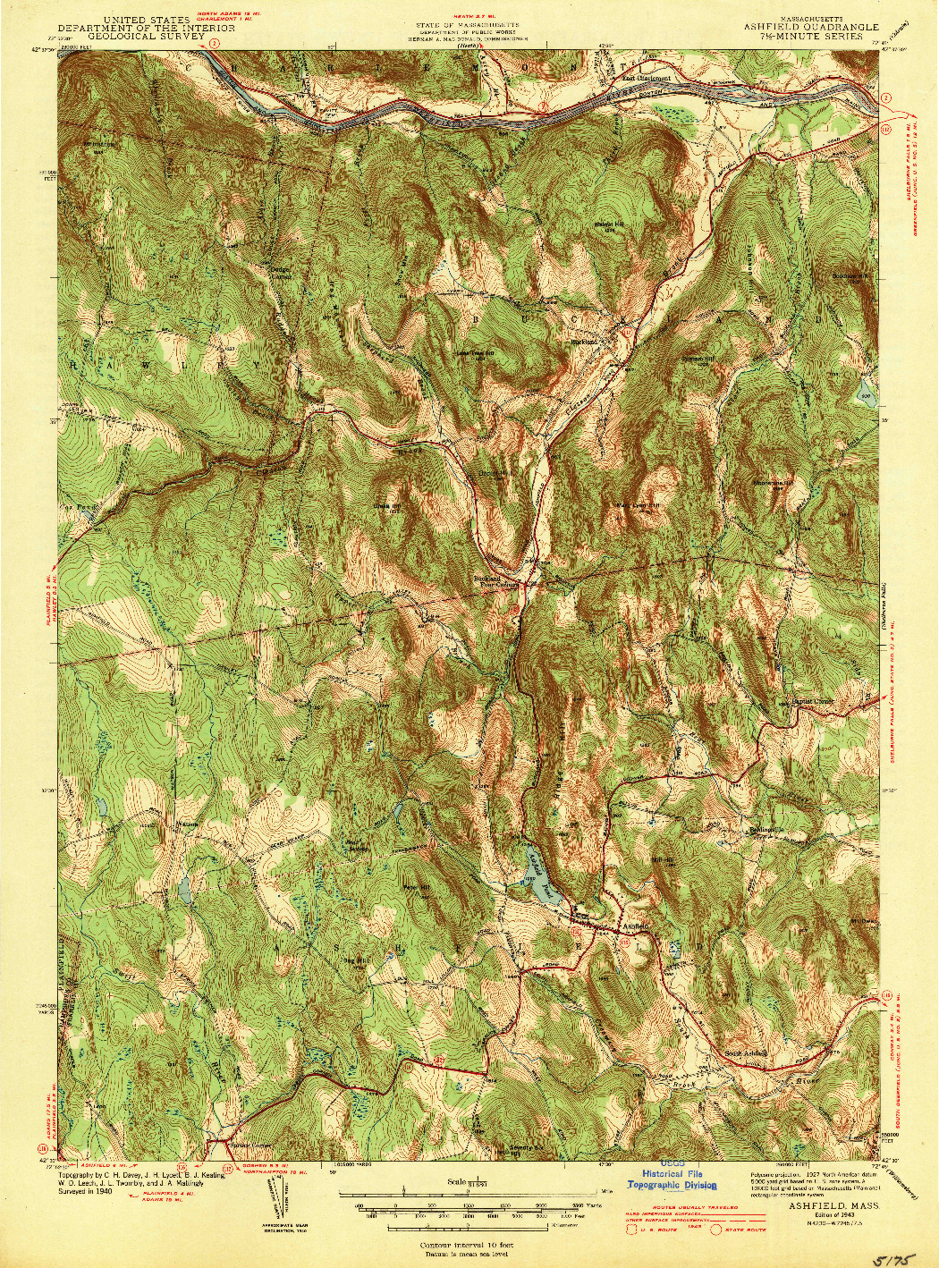 USGS 1:31680-SCALE QUADRANGLE FOR ASHFIELD, MA 1943