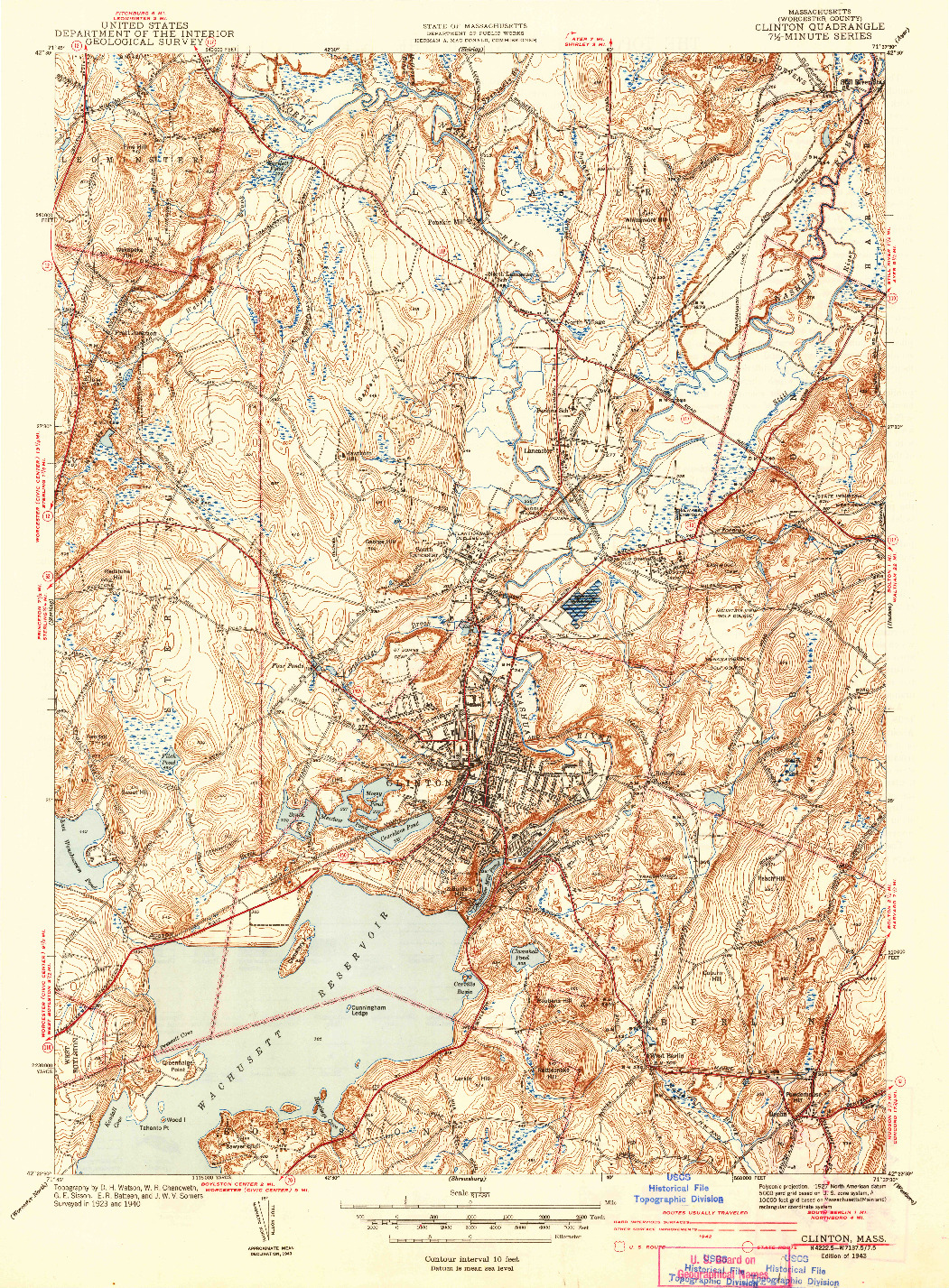 USGS 1:31680-SCALE QUADRANGLE FOR CLINTON, MA 1943