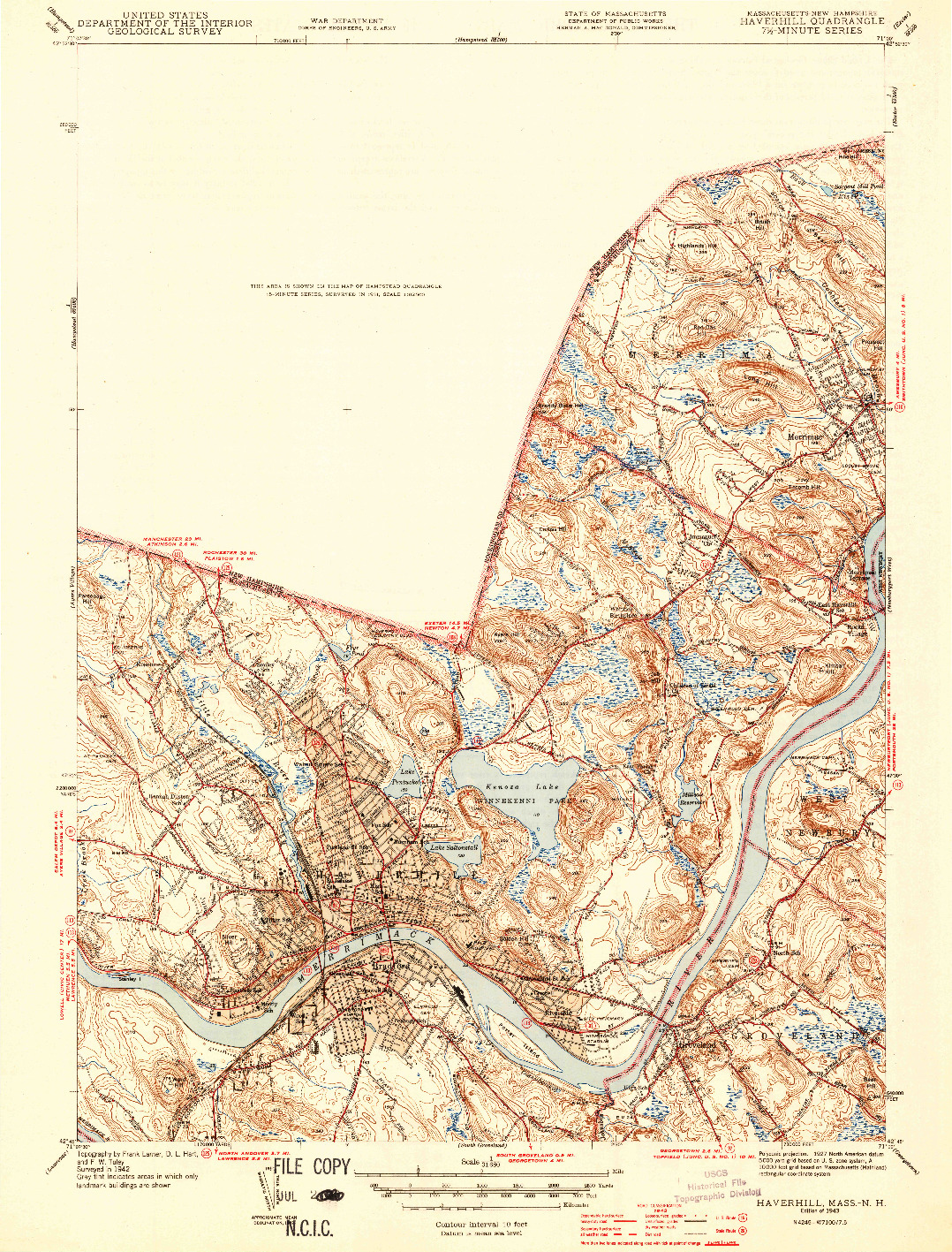 USGS 1:31680-SCALE QUADRANGLE FOR HAVERHILL, MA 1943