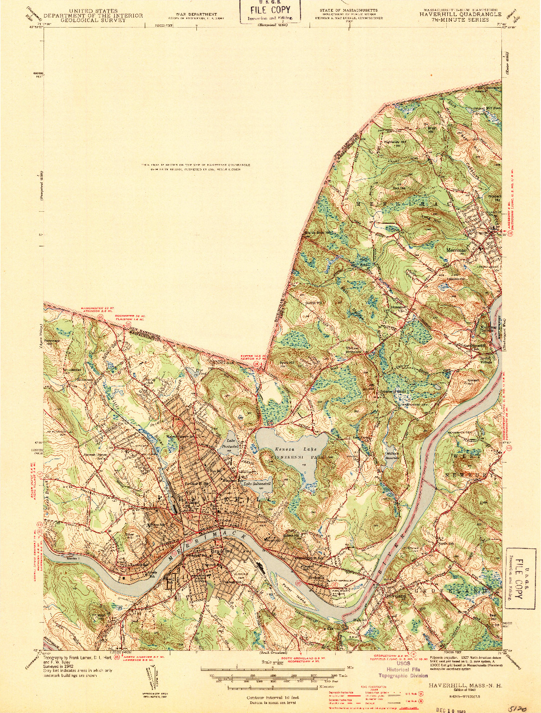 USGS 1:31680-SCALE QUADRANGLE FOR HAVERHILL, MA 1943