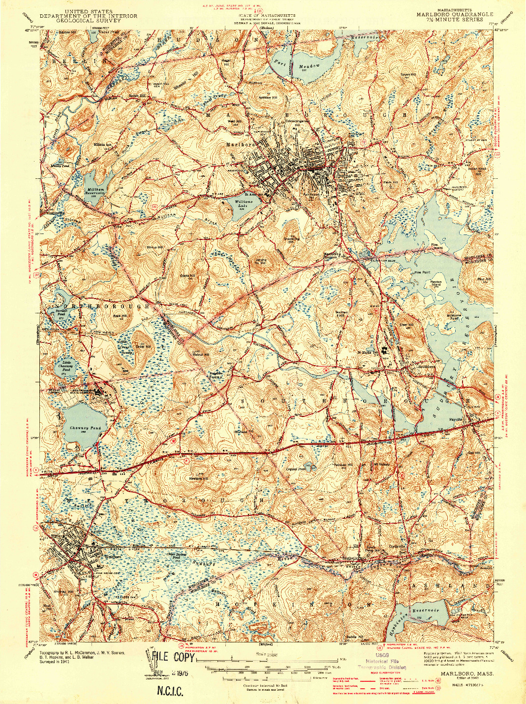 USGS 1:31680-SCALE QUADRANGLE FOR MARLBORO, MA 1943