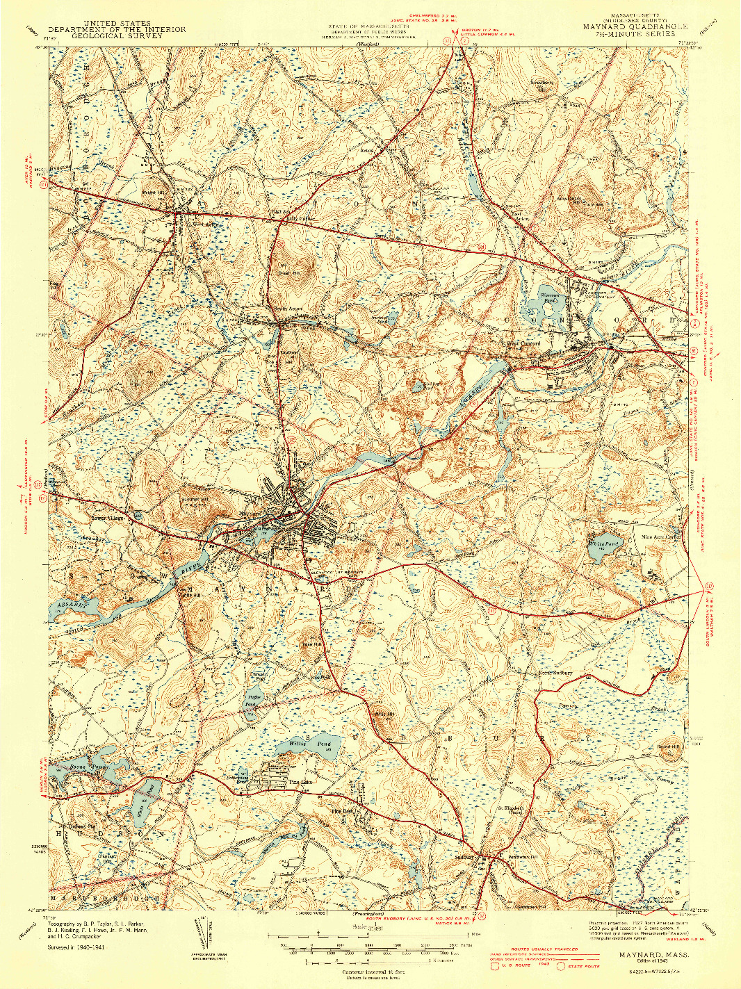 USGS 1:31680-SCALE QUADRANGLE FOR MAYNARD, MA 1943