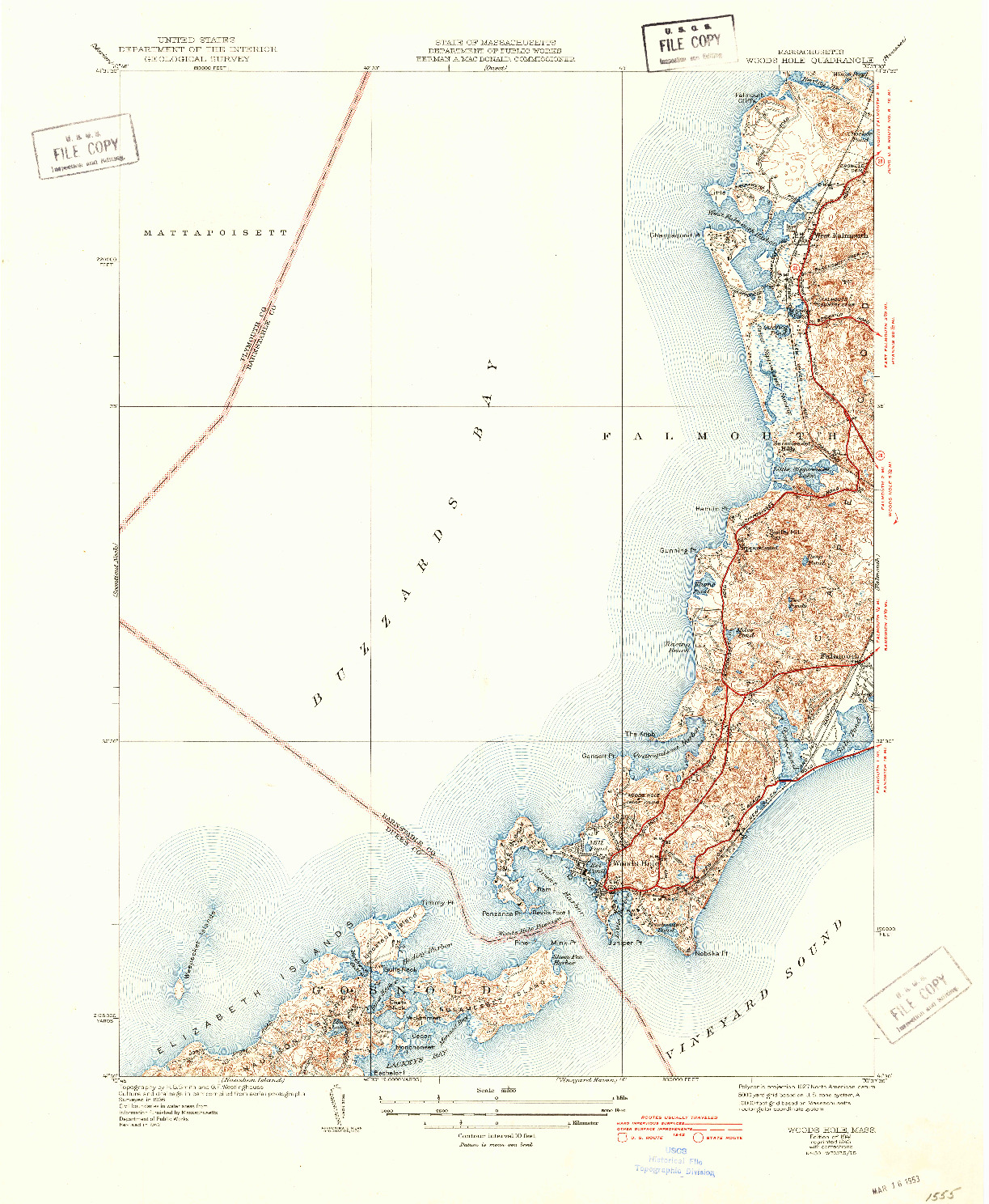 USGS 1:31680-SCALE QUADRANGLE FOR WOODS HOLE, MA 1941