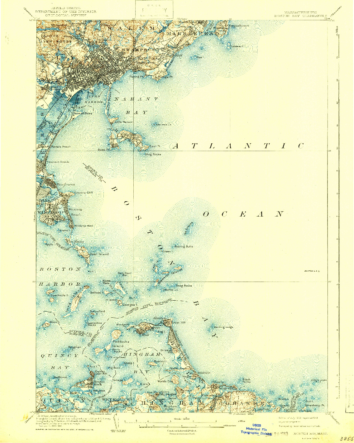 USGS 1:62500-SCALE QUADRANGLE FOR BOSTON BAY, MA 1903