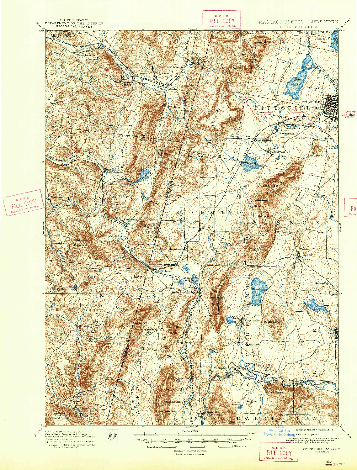 USGS 1:62500-SCALE QUADRANGLE FOR PITTSFIELD, MA 1897