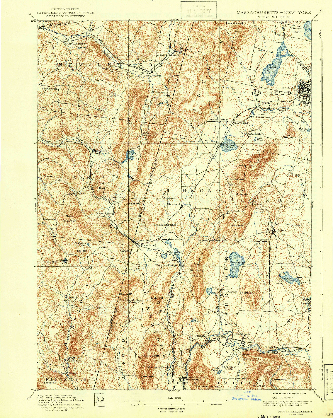 USGS 1:62500-SCALE QUADRANGLE FOR PITTSFIELD, MA 1897