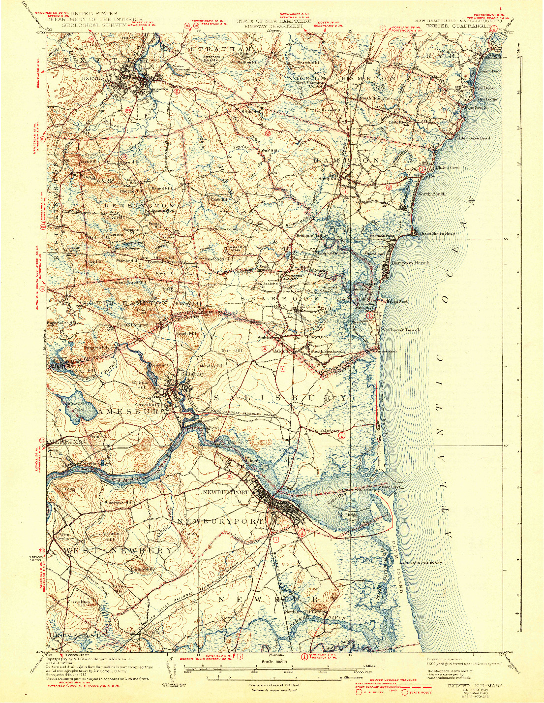 USGS 1:62500-SCALE QUADRANGLE FOR EXETER, NH 1934