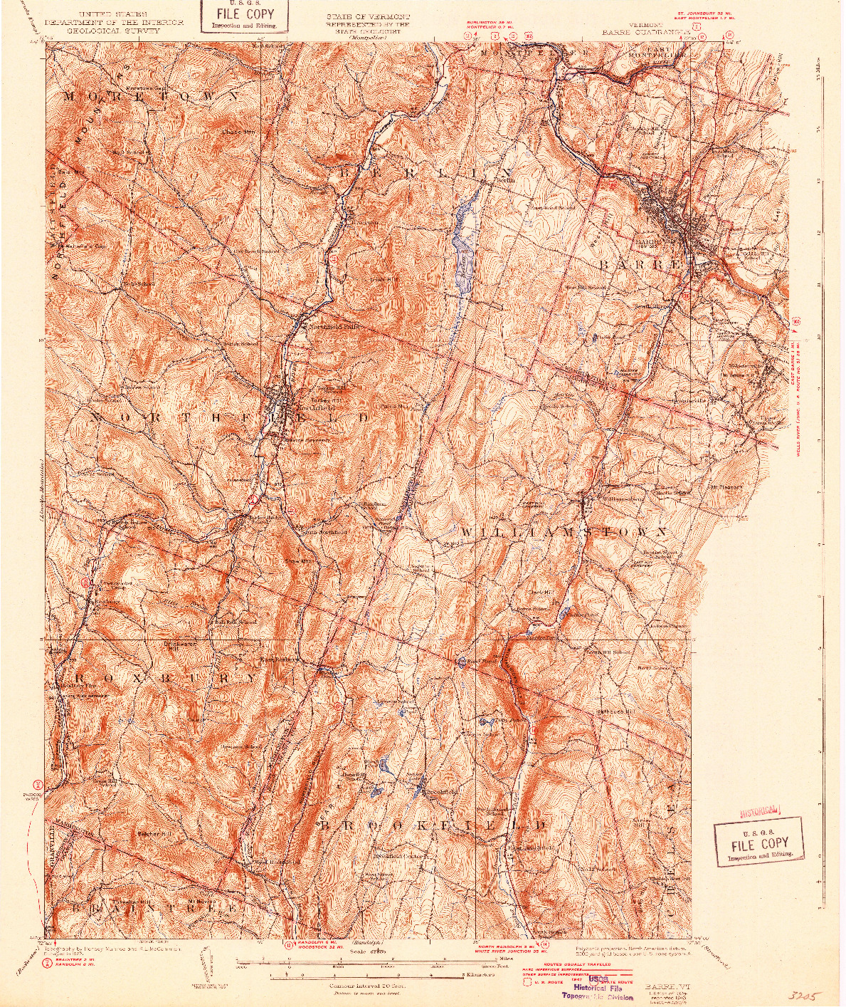 USGS 1:62500-SCALE QUADRANGLE FOR BARRE, VT 1924