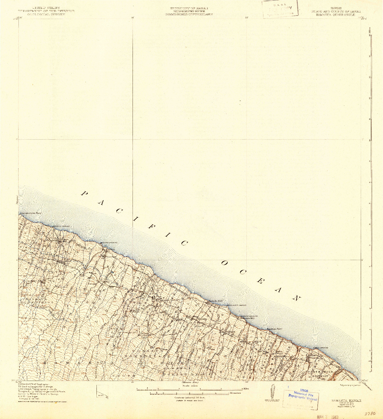 USGS 1:62500-SCALE QUADRANGLE FOR HAMAKUA, HI 1915