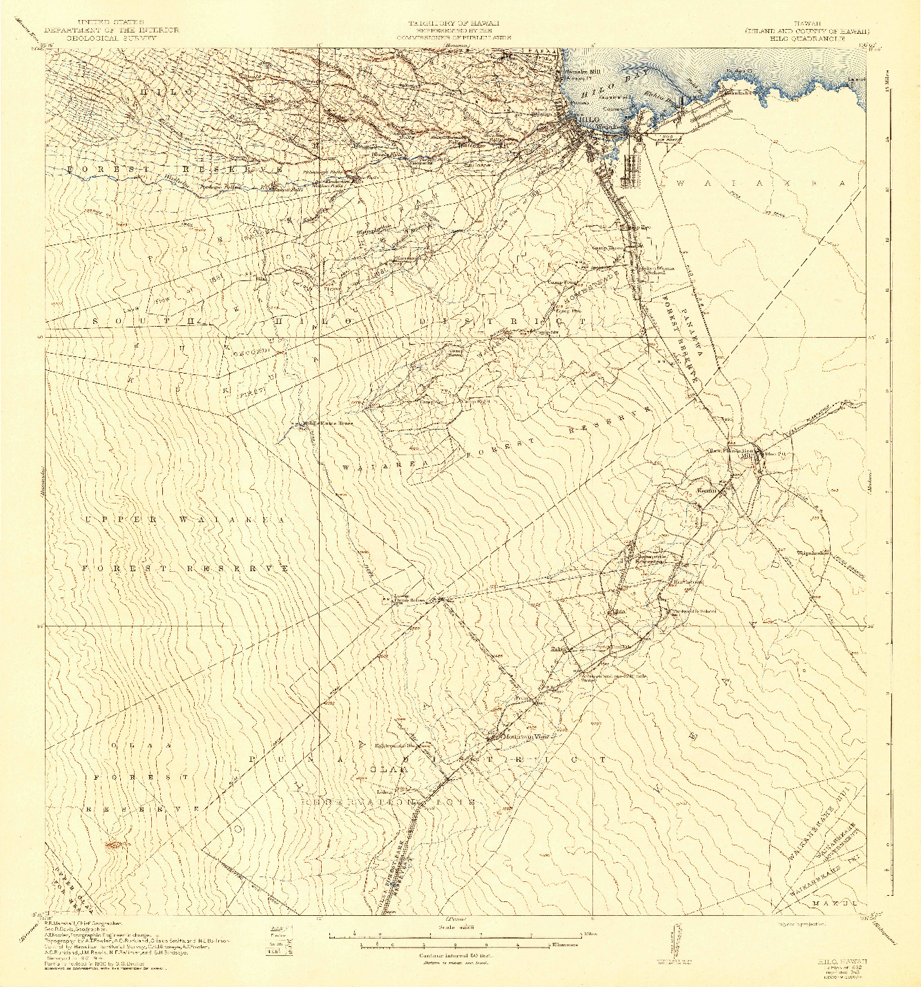 USGS 1:62500-SCALE QUADRANGLE FOR HILO, HI 1932