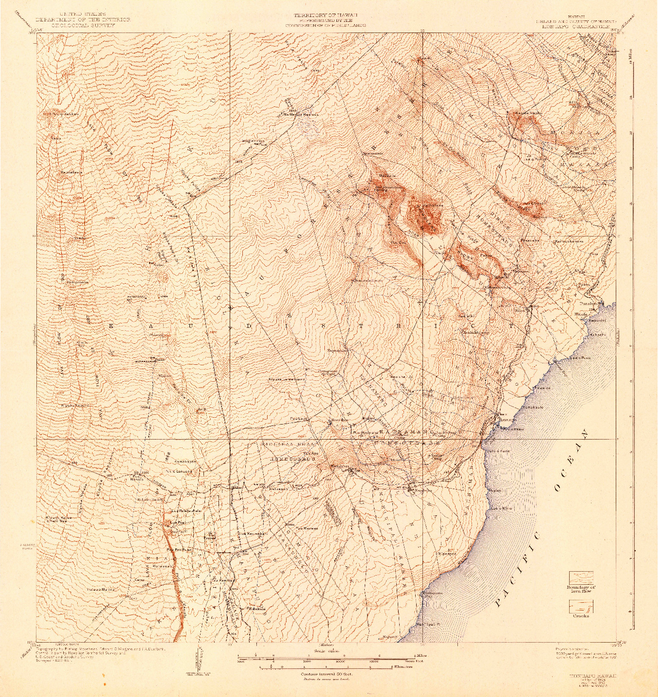 USGS 1:62500-SCALE QUADRANGLE FOR HONUAPO, HI 1924