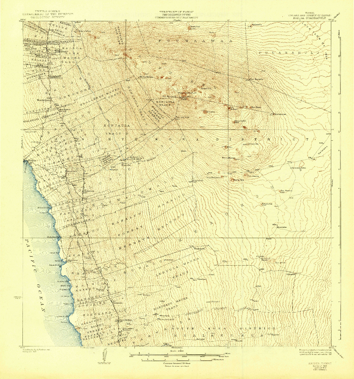 USGS 1:62500-SCALE QUADRANGLE FOR KAILUA, HI 1928