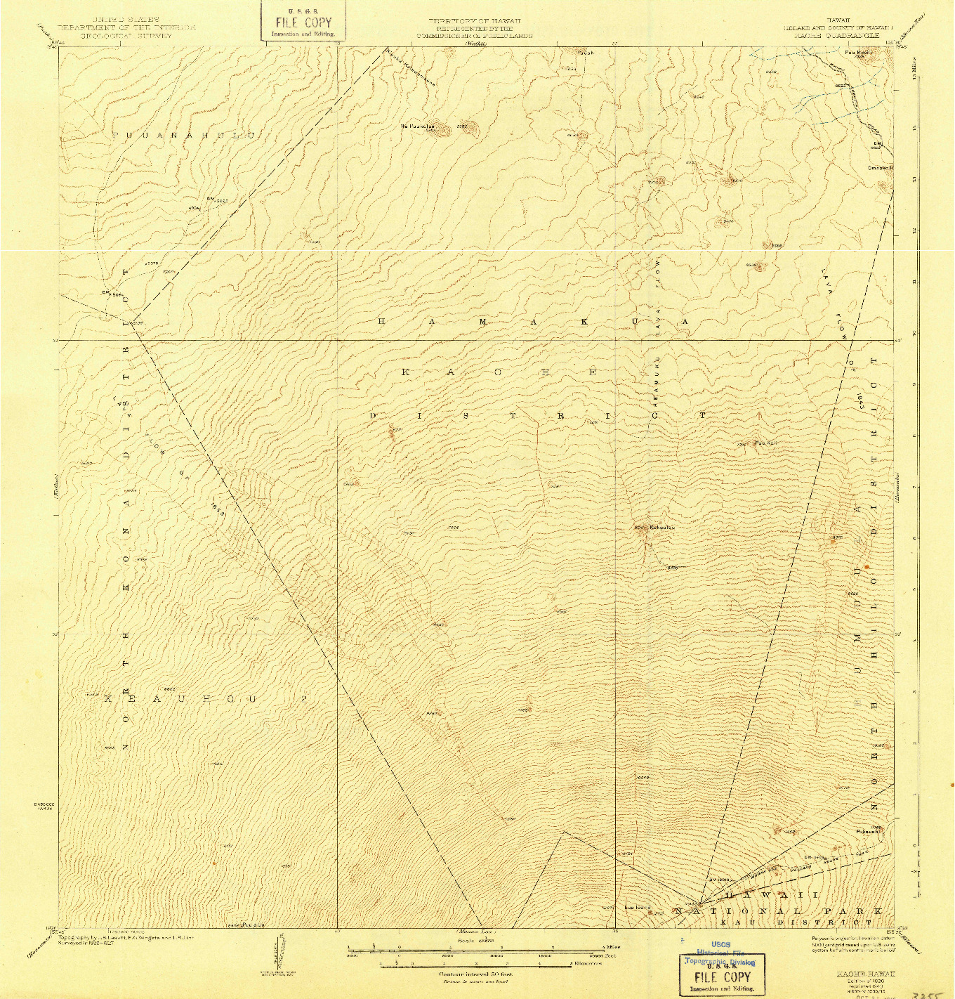 USGS 1:62500-SCALE QUADRANGLE FOR KAOHE, HI 1930