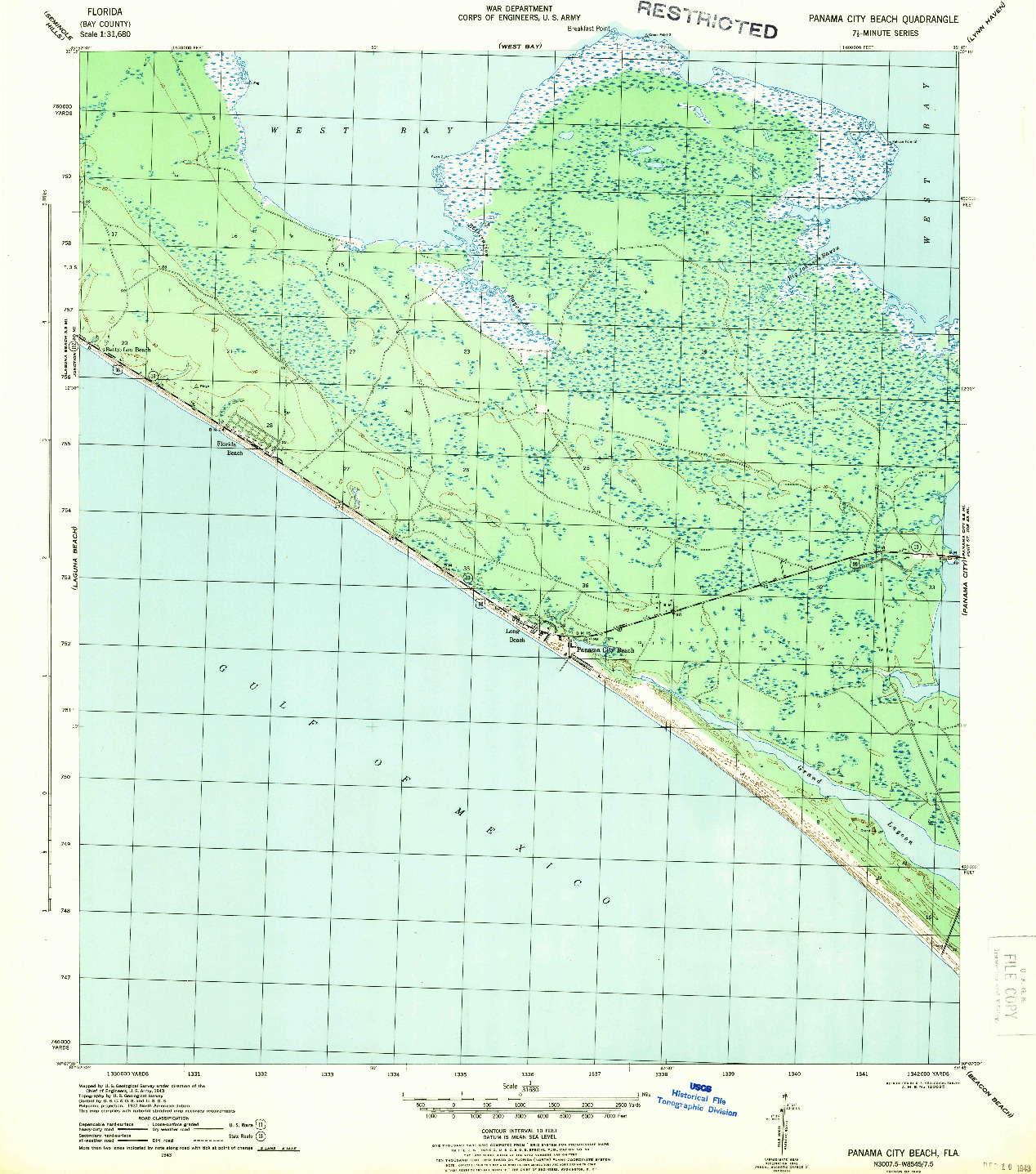 USGS 1:31680-SCALE QUADRANGLE FOR PANAMA CITY BEACH, FL 1943