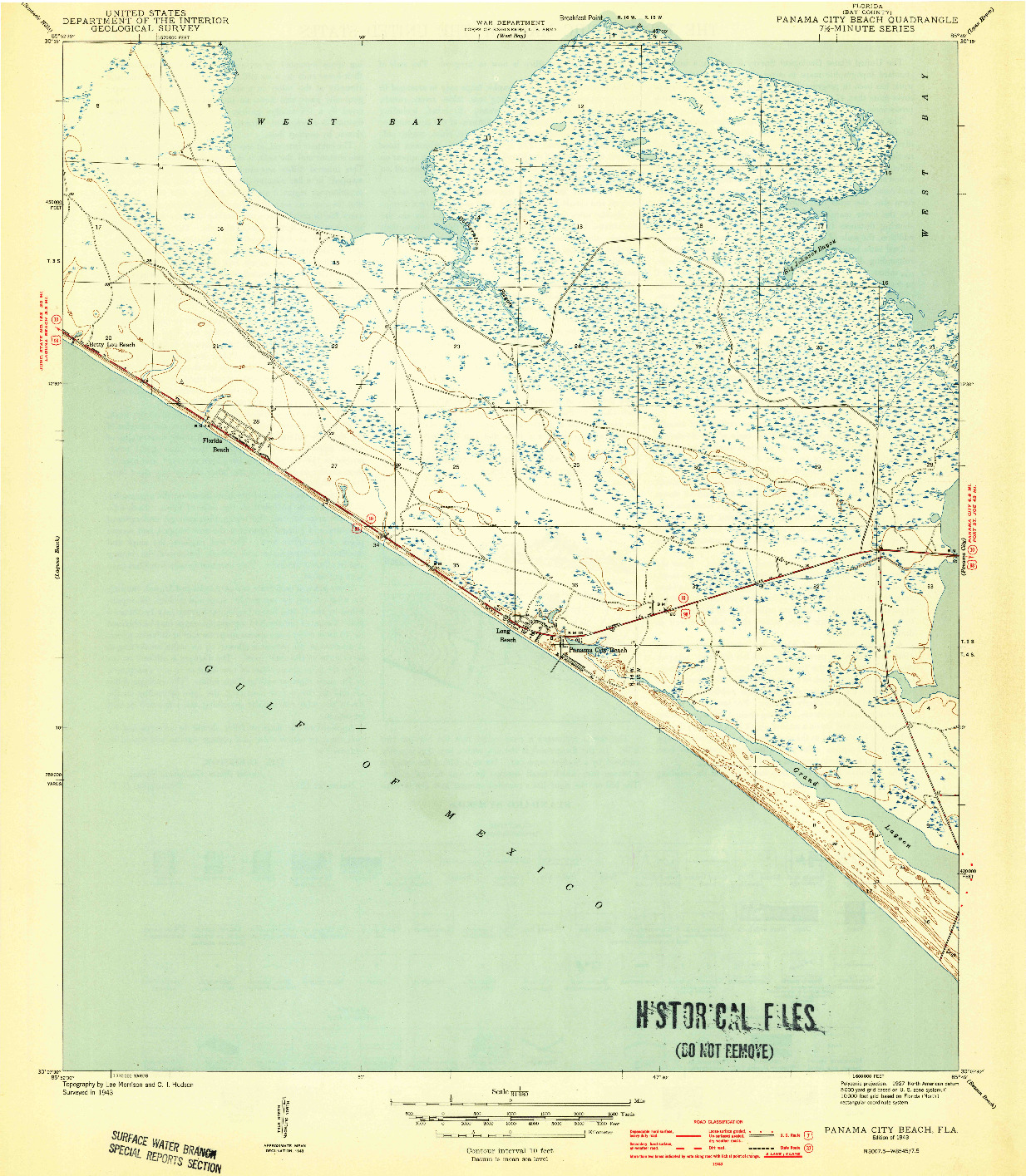 USGS 1:31680-SCALE QUADRANGLE FOR PANAMA CITY BEACH, FL 1943