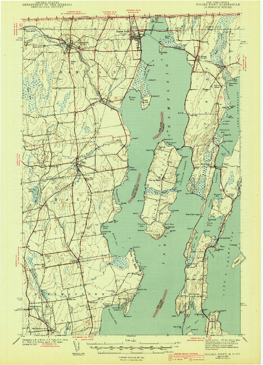 USGS 1:62500-SCALE QUADRANGLE FOR ROUSES POINT, NY 1943