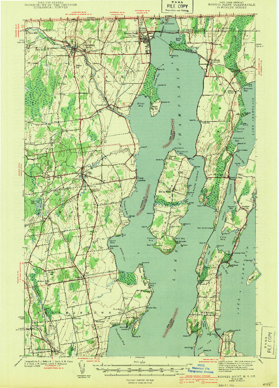 USGS 1:62500-SCALE QUADRANGLE FOR ROUSES POINT, NY 1943