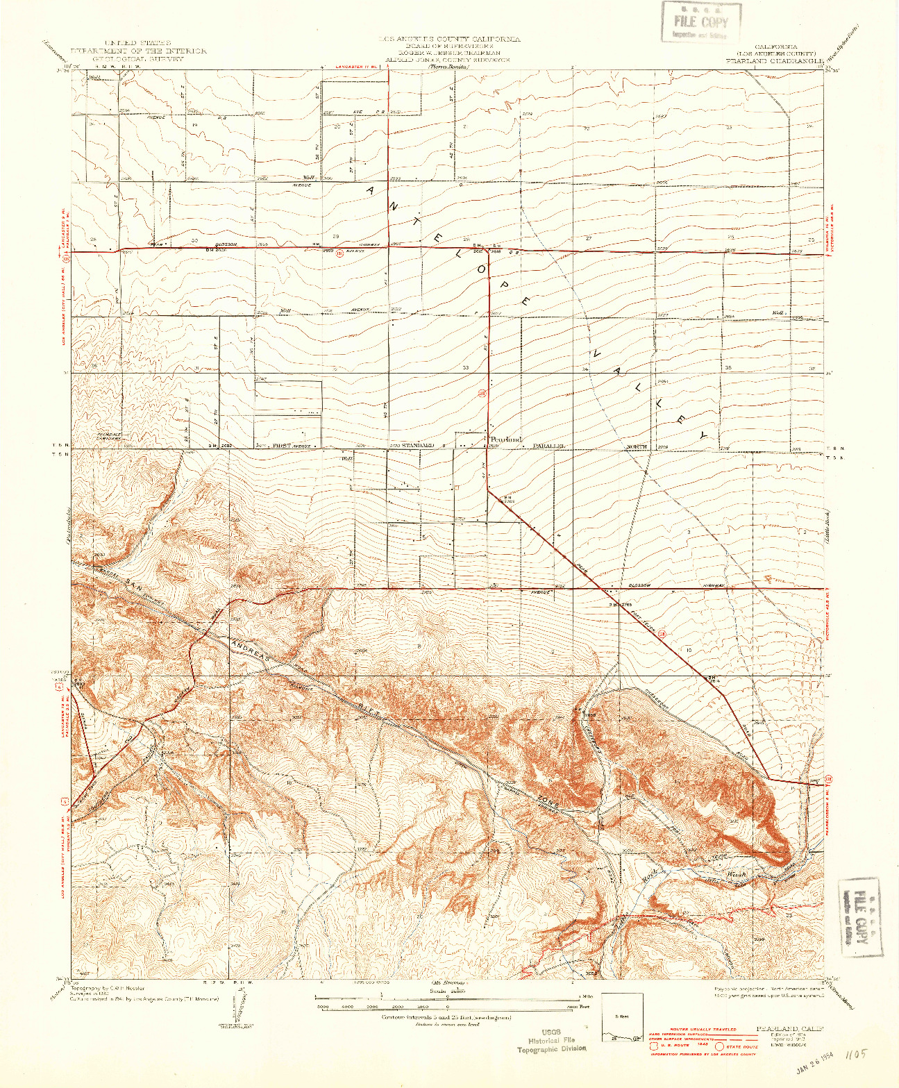 USGS 1:24000-SCALE QUADRANGLE FOR PEARLAND, CA 1934