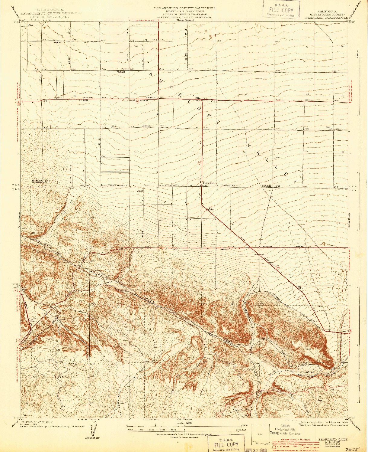 USGS 1:24000-SCALE QUADRANGLE FOR PEARLAND, CA 1934