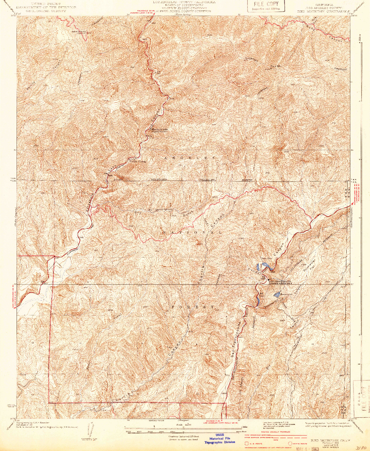 USGS 1:24000-SCALE QUADRANGLE FOR RED MOUNTAIN, CA 1936