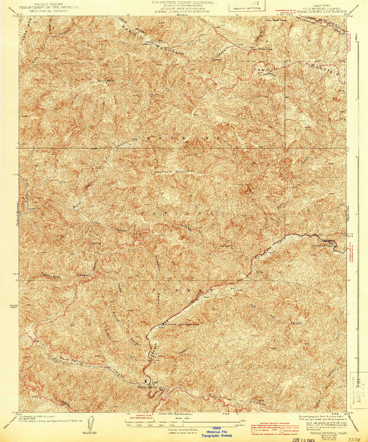 USGS 1:24000-SCALE QUADRANGLE FOR WARM SPRING, CA 1936