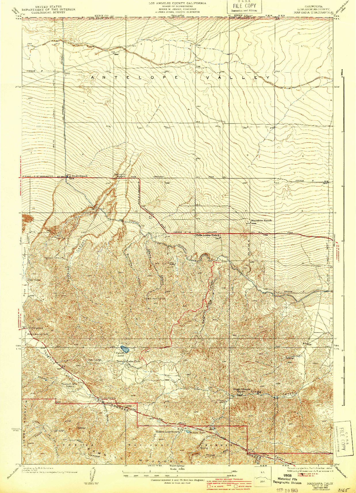 USGS 1:24000-SCALE QUADRANGLE FOR MANZANA, CA 1938
