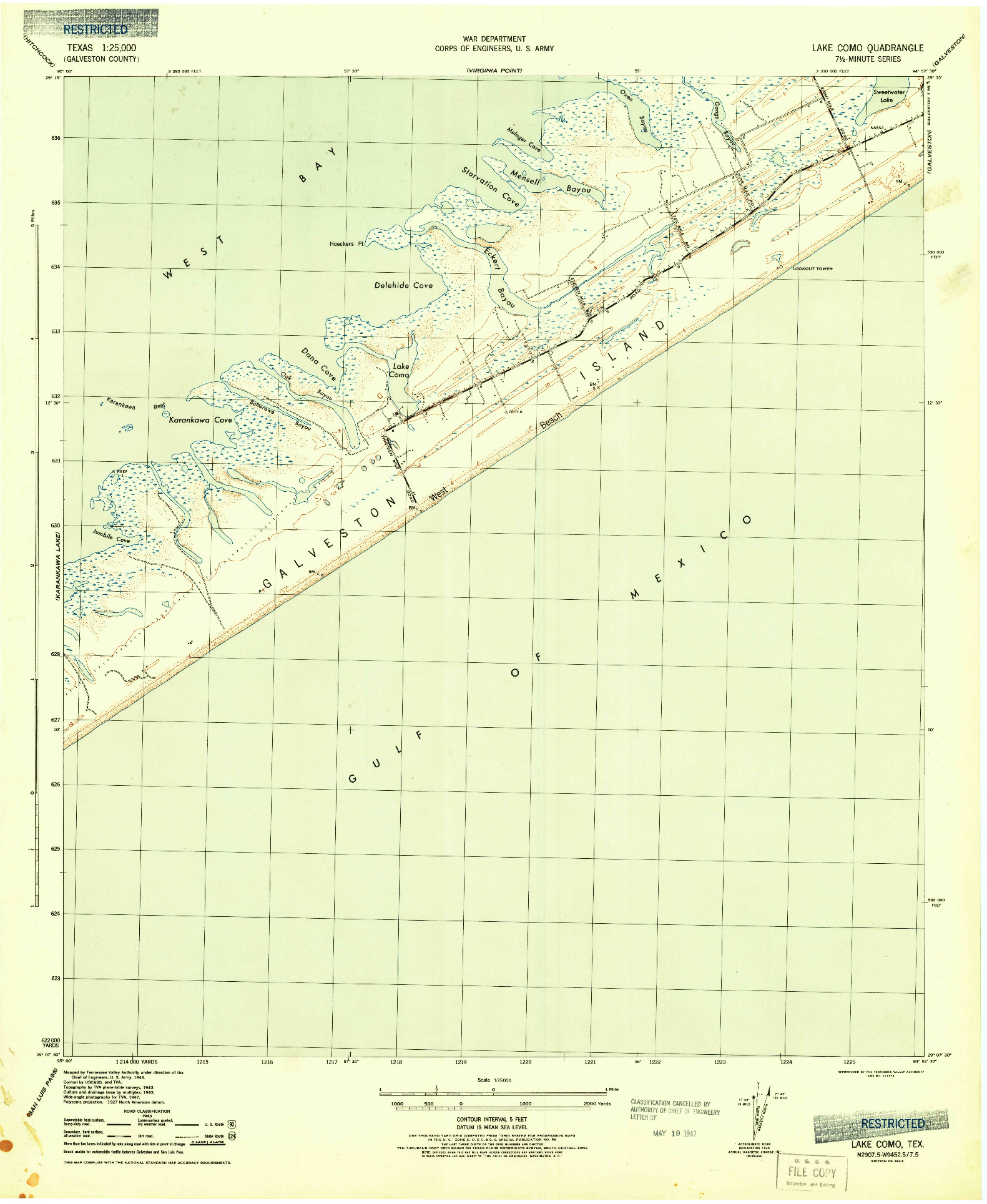 USGS 1:25000-SCALE QUADRANGLE FOR LAKE COMO, TX 1943