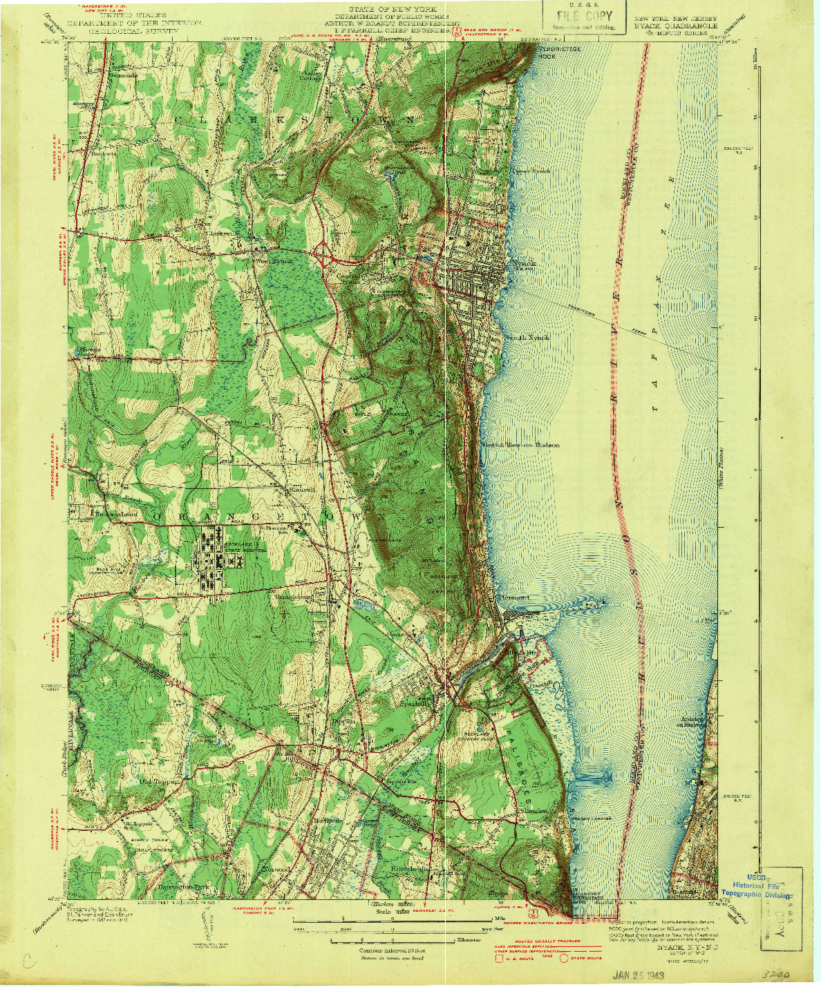 USGS 1:31680-SCALE QUADRANGLE FOR NYACK, NY 1943