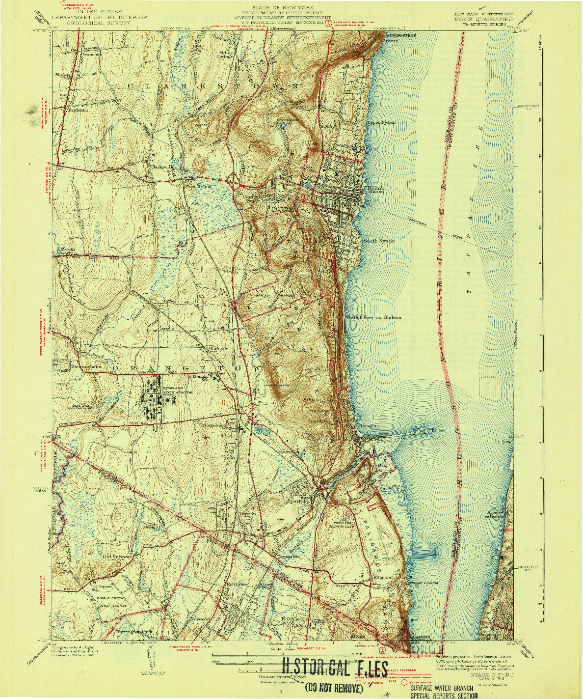 USGS 1:31680-SCALE QUADRANGLE FOR NYACK, NY 1943